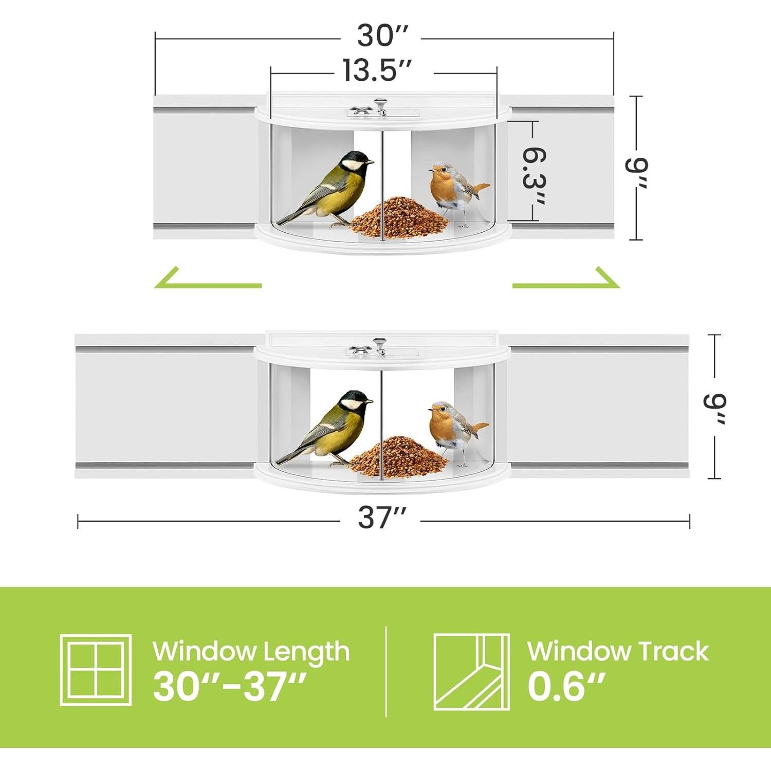 Comedero para Aves de Ventana YORKING 45x15x29cm, Blanco