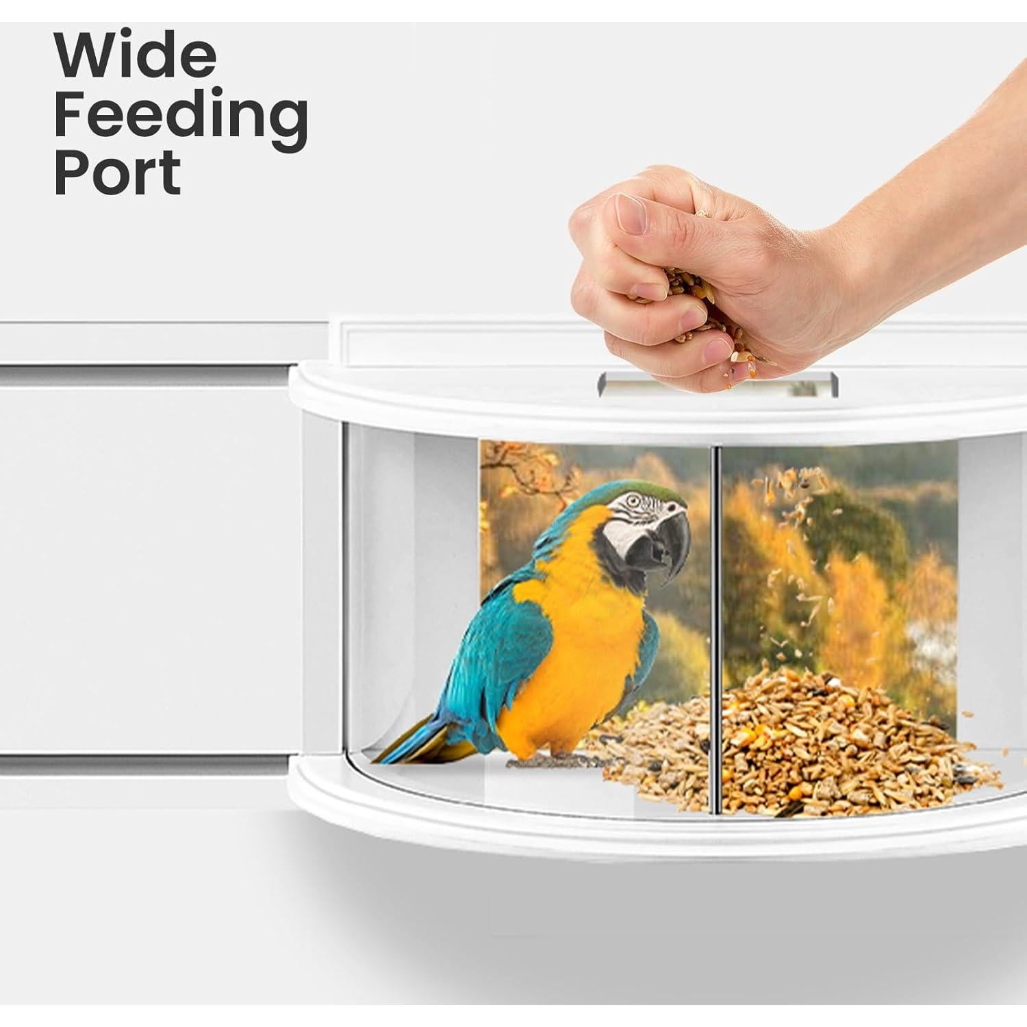 Comedero para Aves de Ventana YORKING 45x15x29cm, Blanco