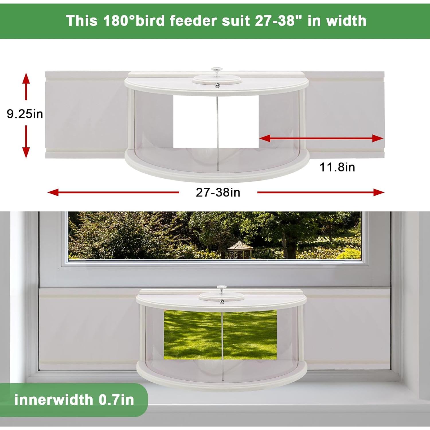 Comedero de Aves para Ventana HIEDUYT 180 Grados Madera