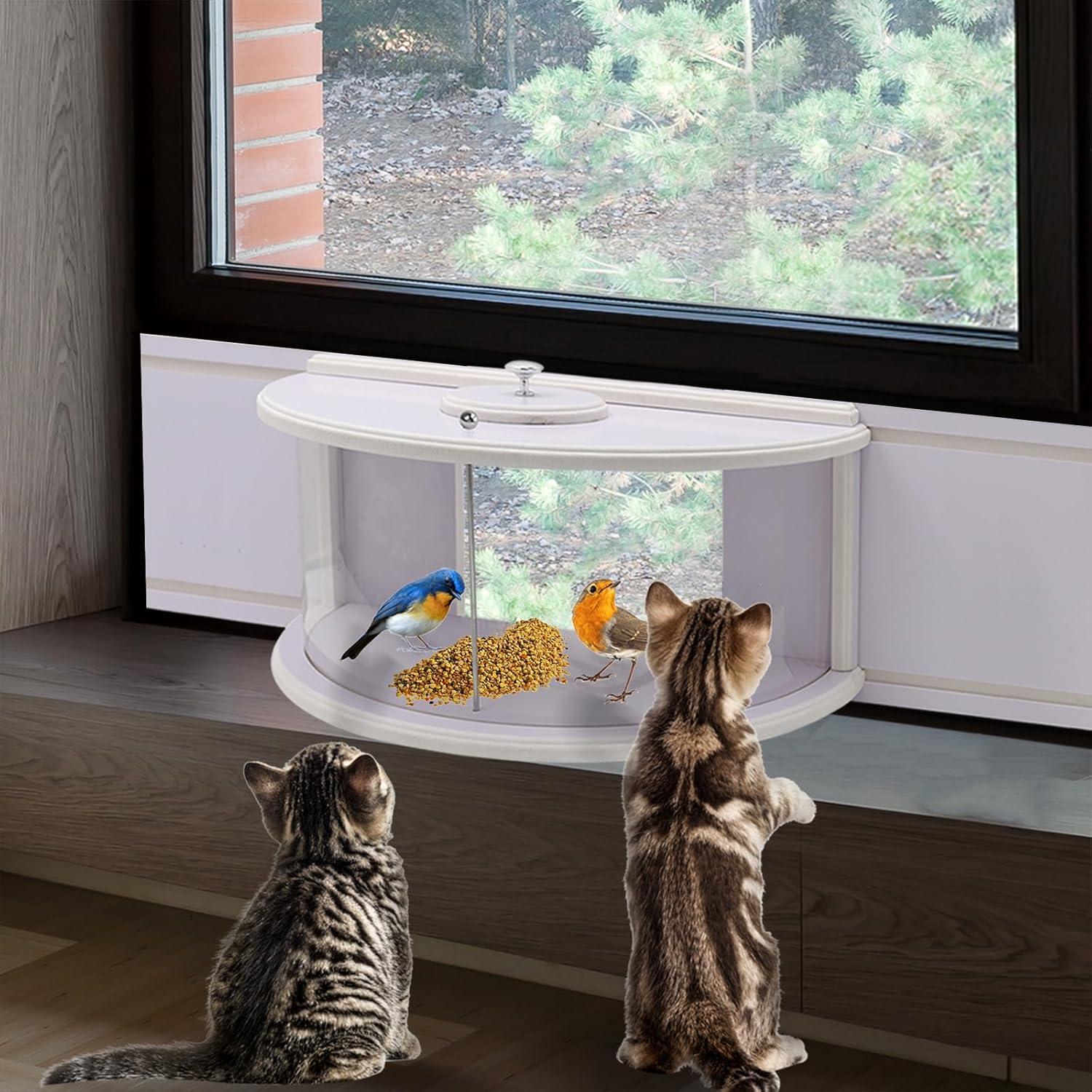 Comedero de Aves para Ventana HIEDUYT 180 Grados Madera