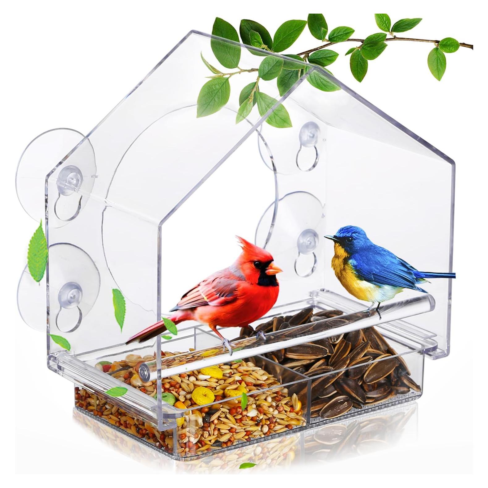 Comedero para Aves de Ventana HCGADON - Transparente, 2 Paquetes