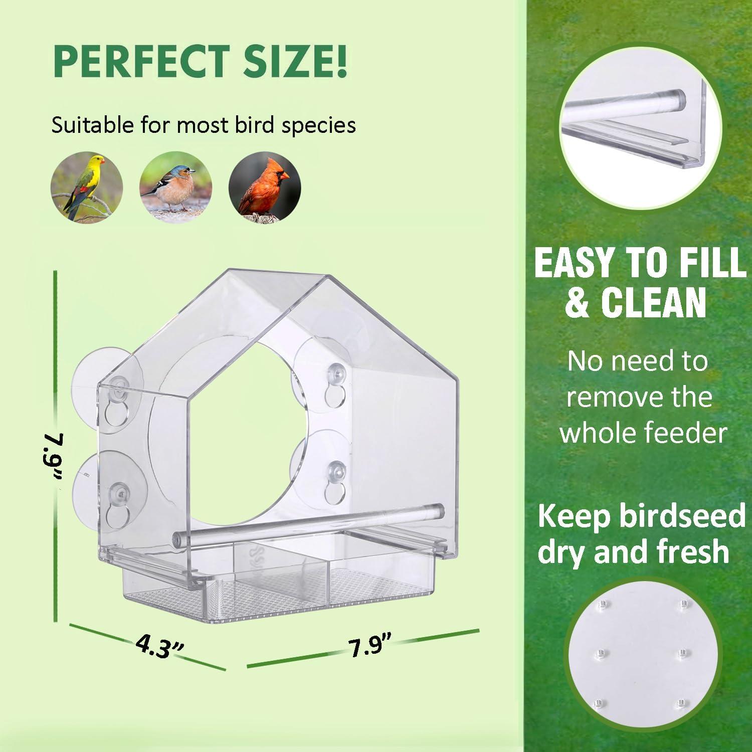 Comedero para Aves de Ventana HCGADON - Transparente, 2 Paquetes