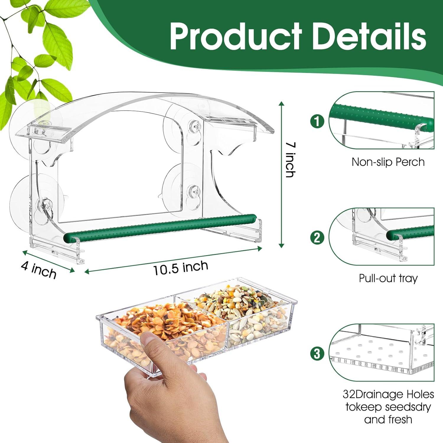 Comedero para Aves de Ventana Yaofafa Transparente 0.47L