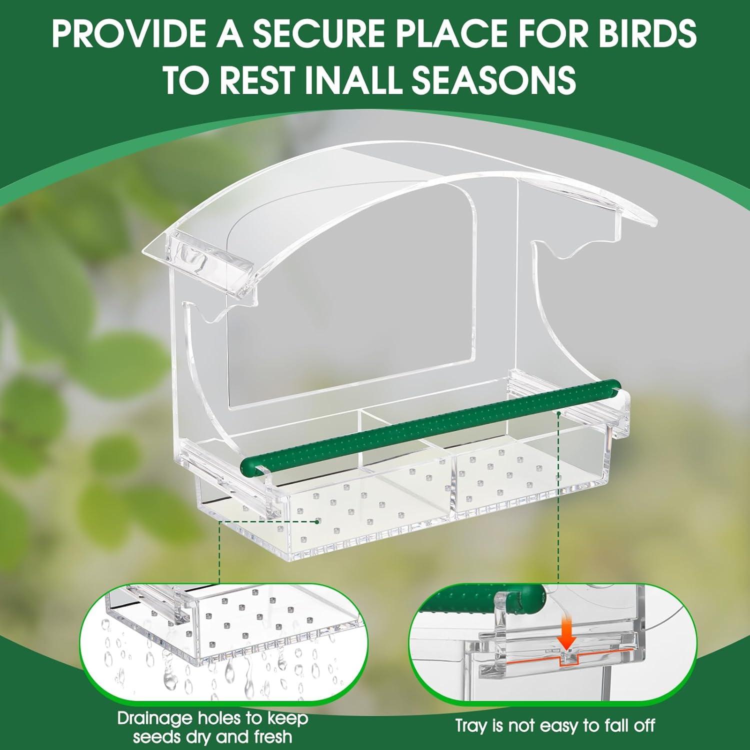 Comedero para Aves de Ventana Yaofafa Transparente 0.47L