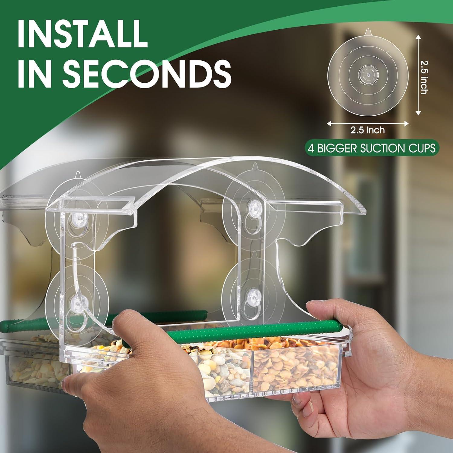 Comedero para Aves de Ventana Yaofafa Transparente 0.47L