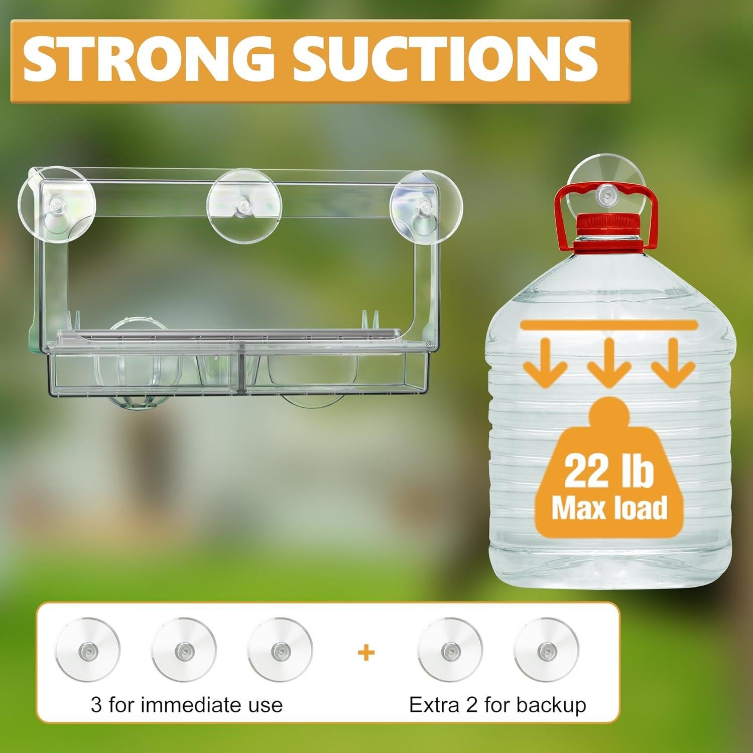 Comedero para Aves de Ventana LUJII 6-en-1 Transparente