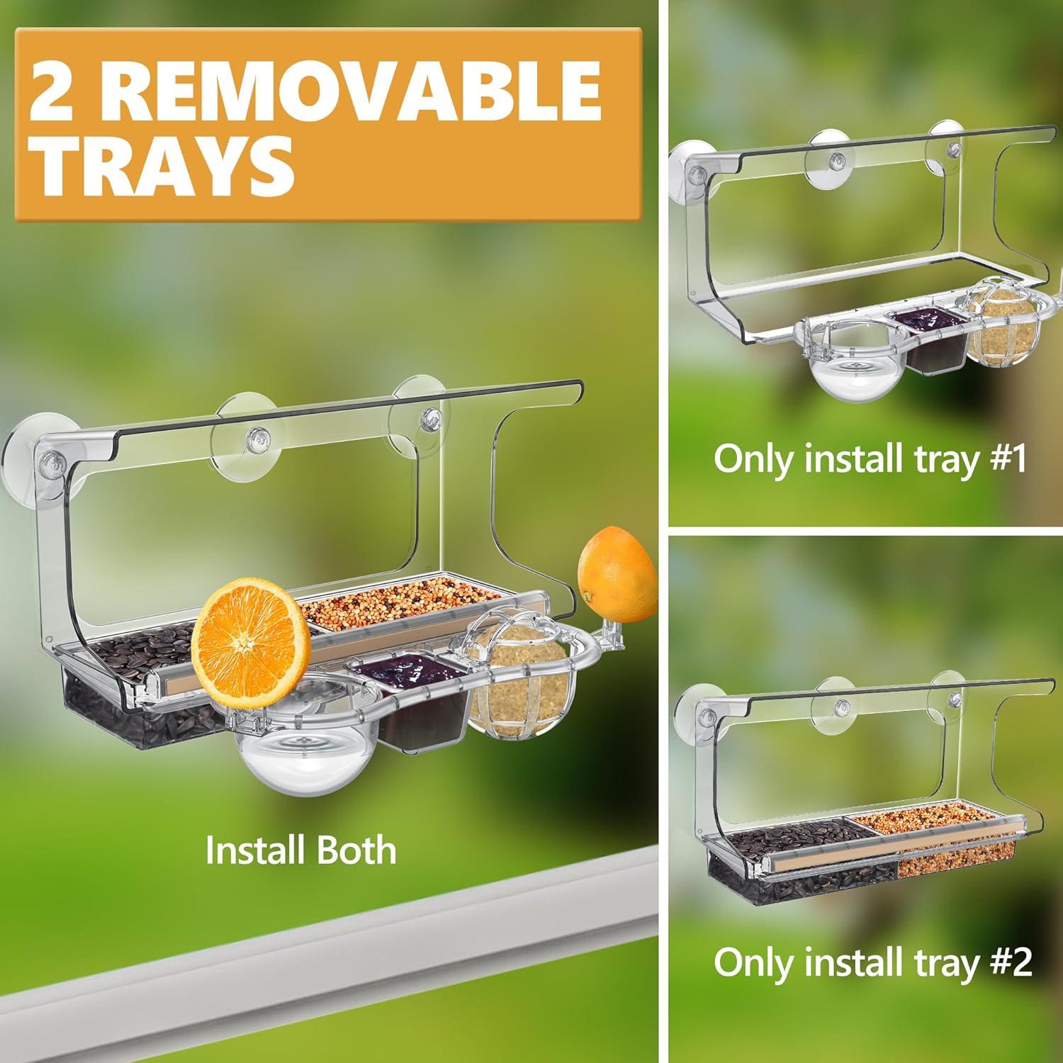 Comedero para Aves de Ventana LUJII 6-en-1 Transparente