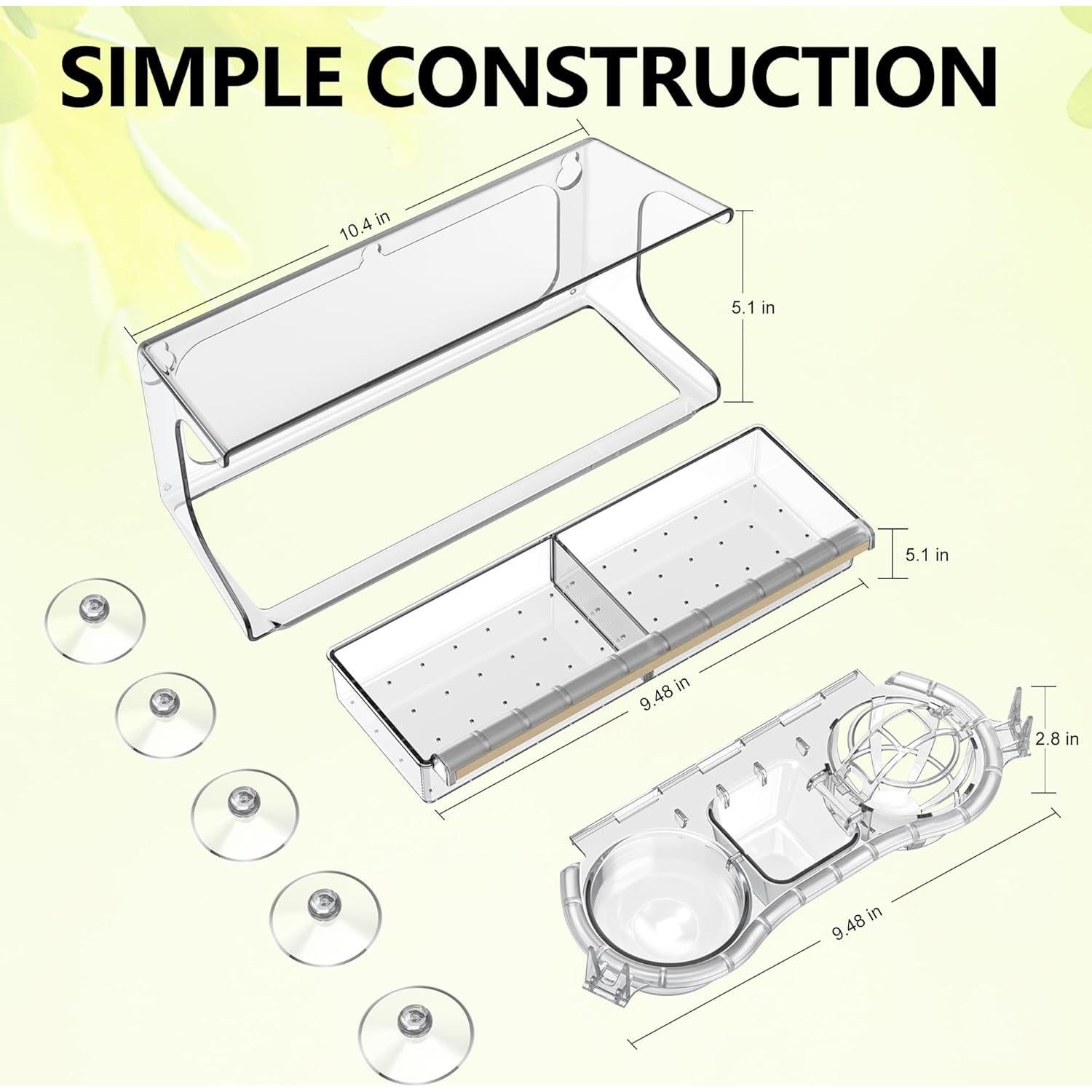 Comedero para Aves de Ventana LUJII 6-en-1 Transparente