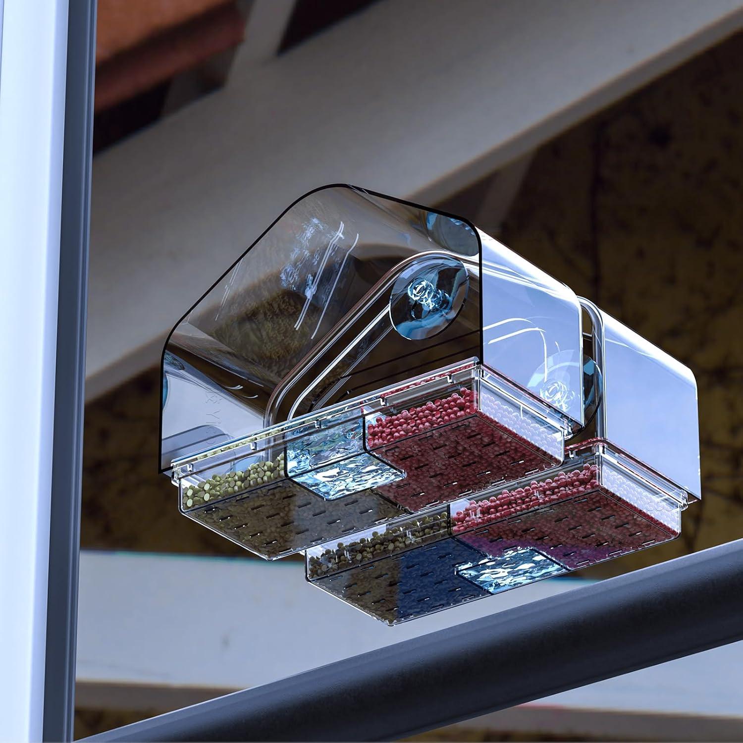 Comedero para Aves de Ventana Yieach con Ventosas Fuertes