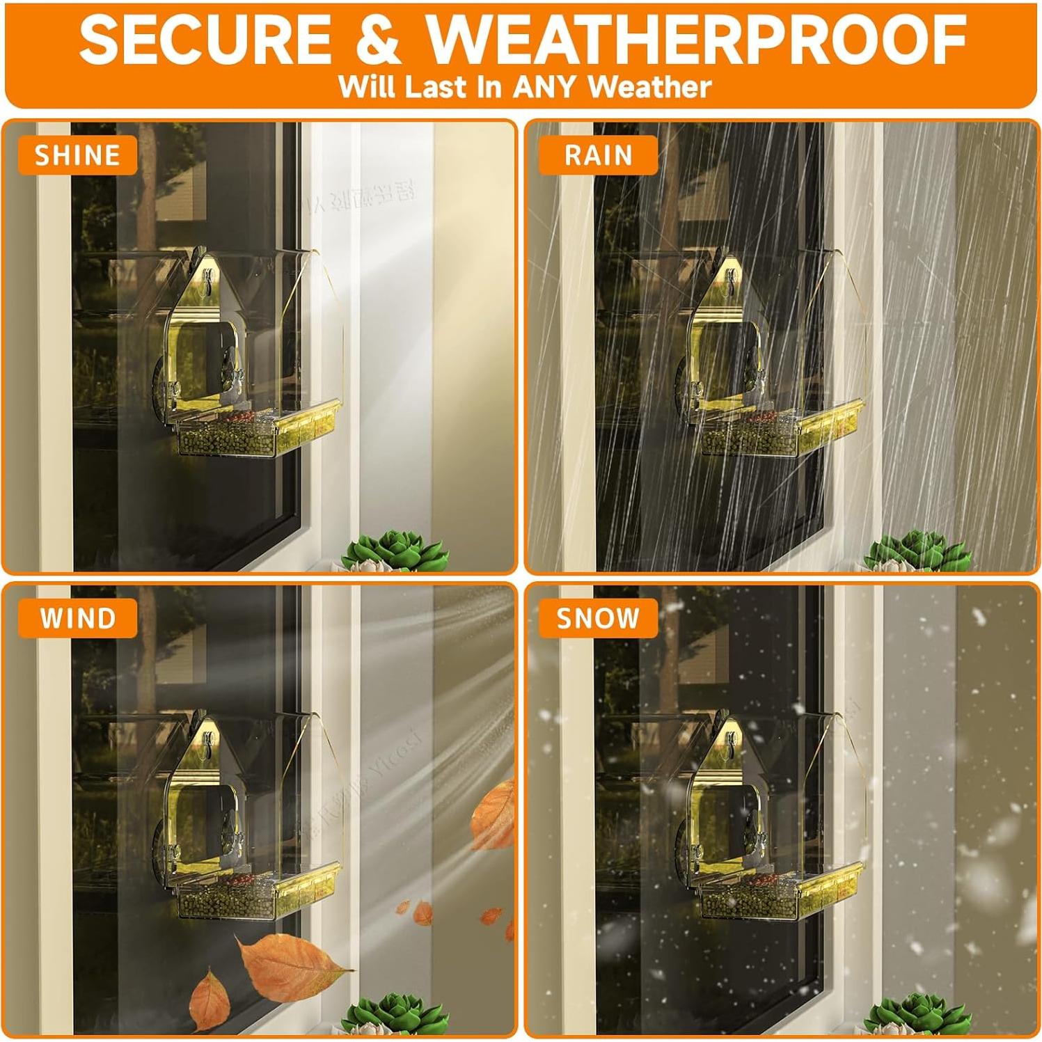Comedero para Aves de Ventana Yieach con Ventosas Fuertes