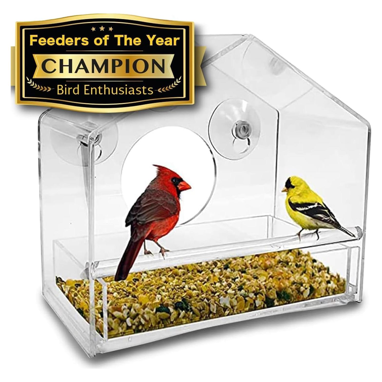 Comedero de Aves Acrílico Nature Gear para Ventana - Resistente y Fácil de Limpiar