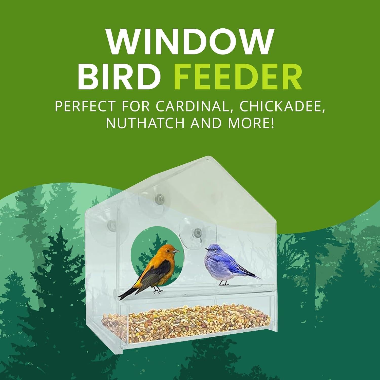 Comedero de Aves Acrílico Nature Gear para Ventana - Resistente y Fácil de Limpiar
