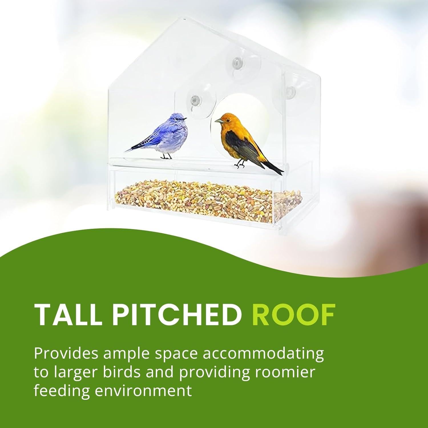 Comedero de Aves Acrílico Nature Gear para Ventana - Resistente y Fácil de Limpiar