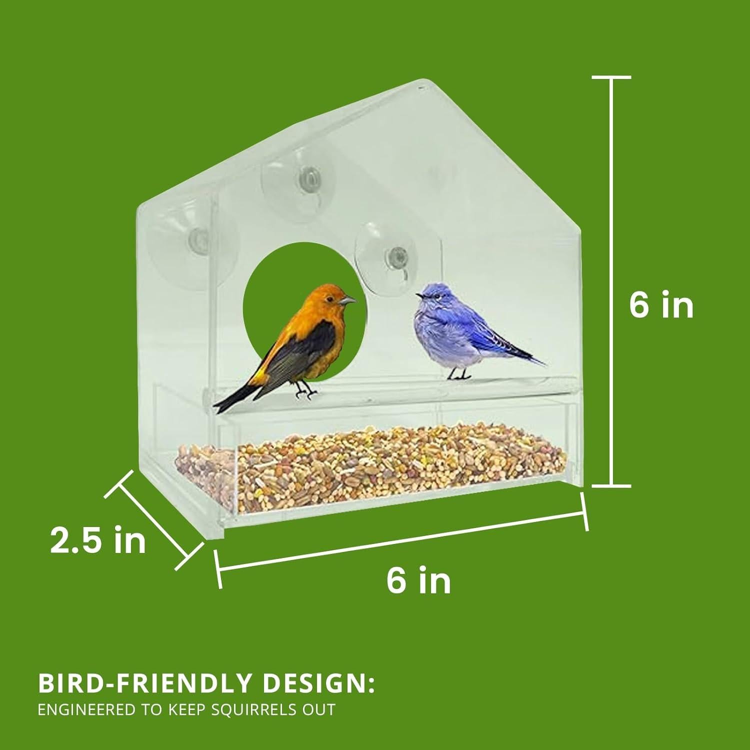 Comedero de Aves Acrílico Nature Gear para Ventana - Resistente y Fácil de Limpiar
