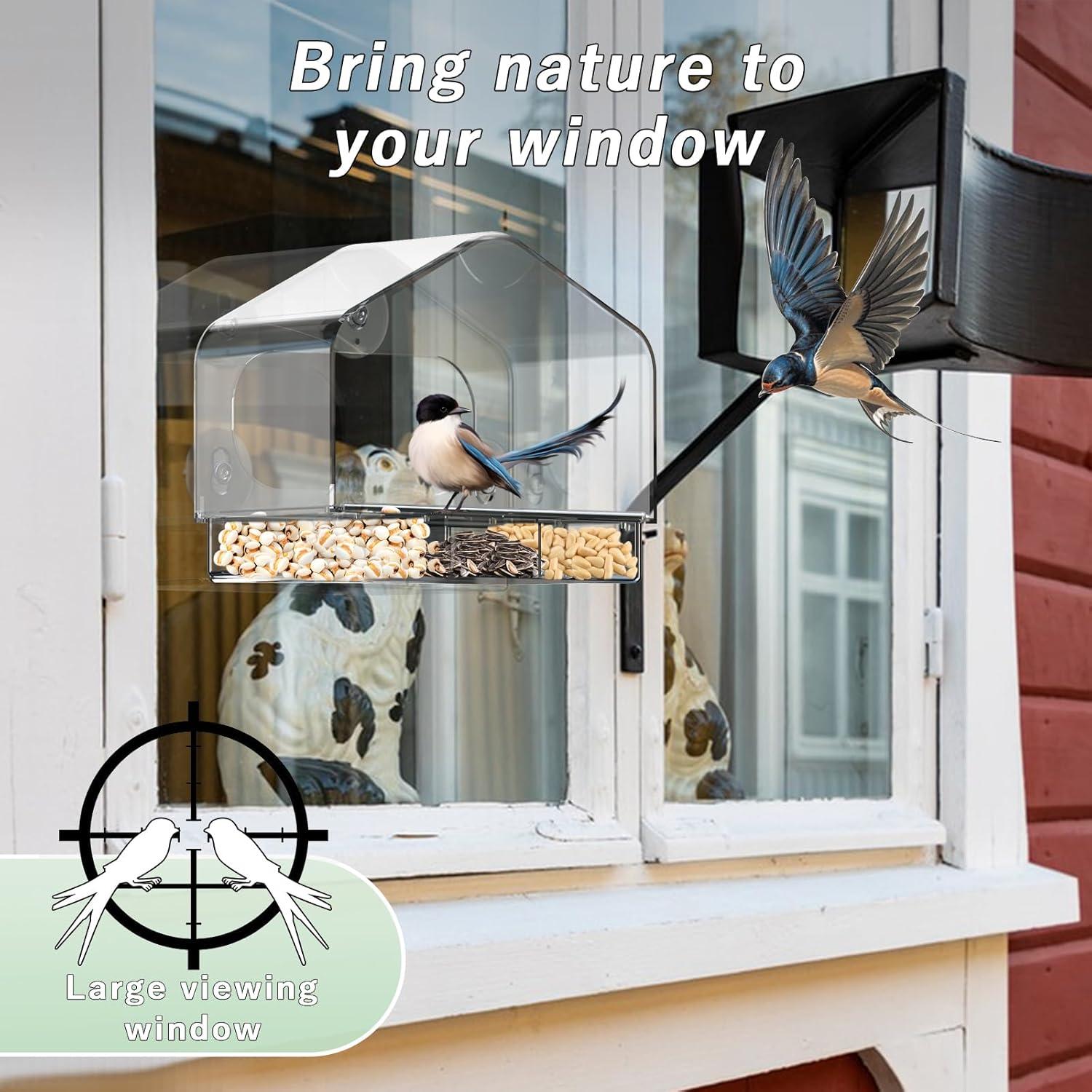 Comedero para Aves de Ventana Magiduck con Ventosas Fuertes