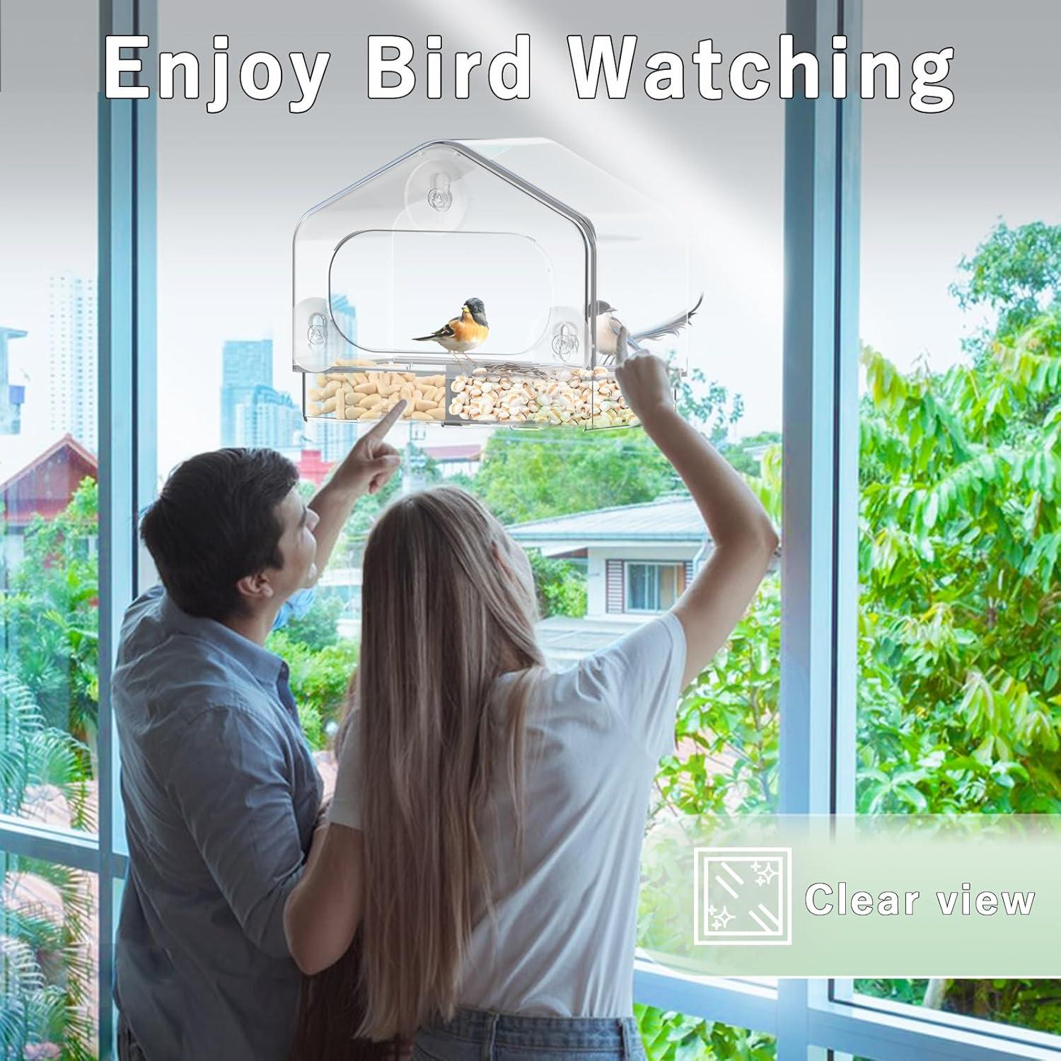 Comedero para Aves de Ventana Magiduck con Ventosas Fuertes