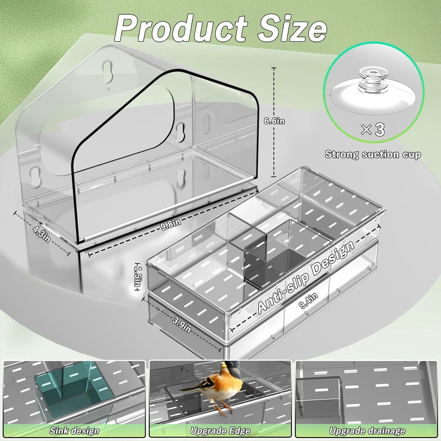Comedero para Aves de Ventana Magiduck con Ventosas Fuertes