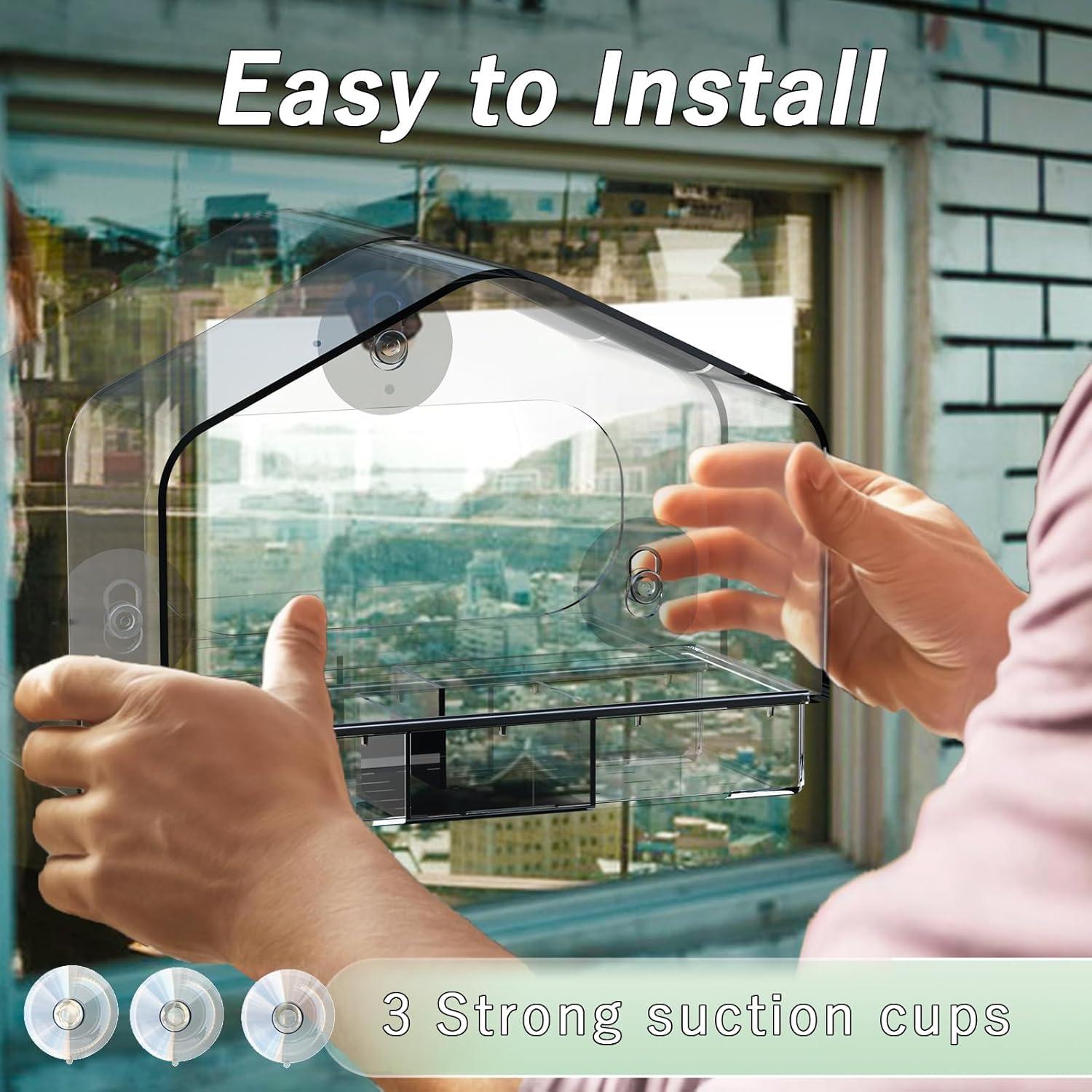 Comedero para Aves de Ventana Magiduck con Ventosas Fuertes