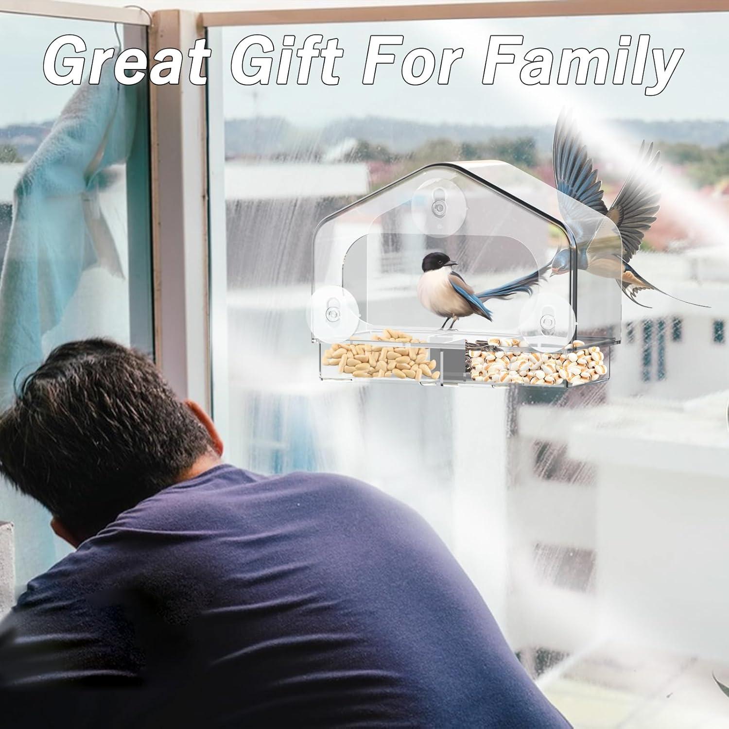 Comedero para Aves de Ventana Magiduck con Ventosas Fuertes