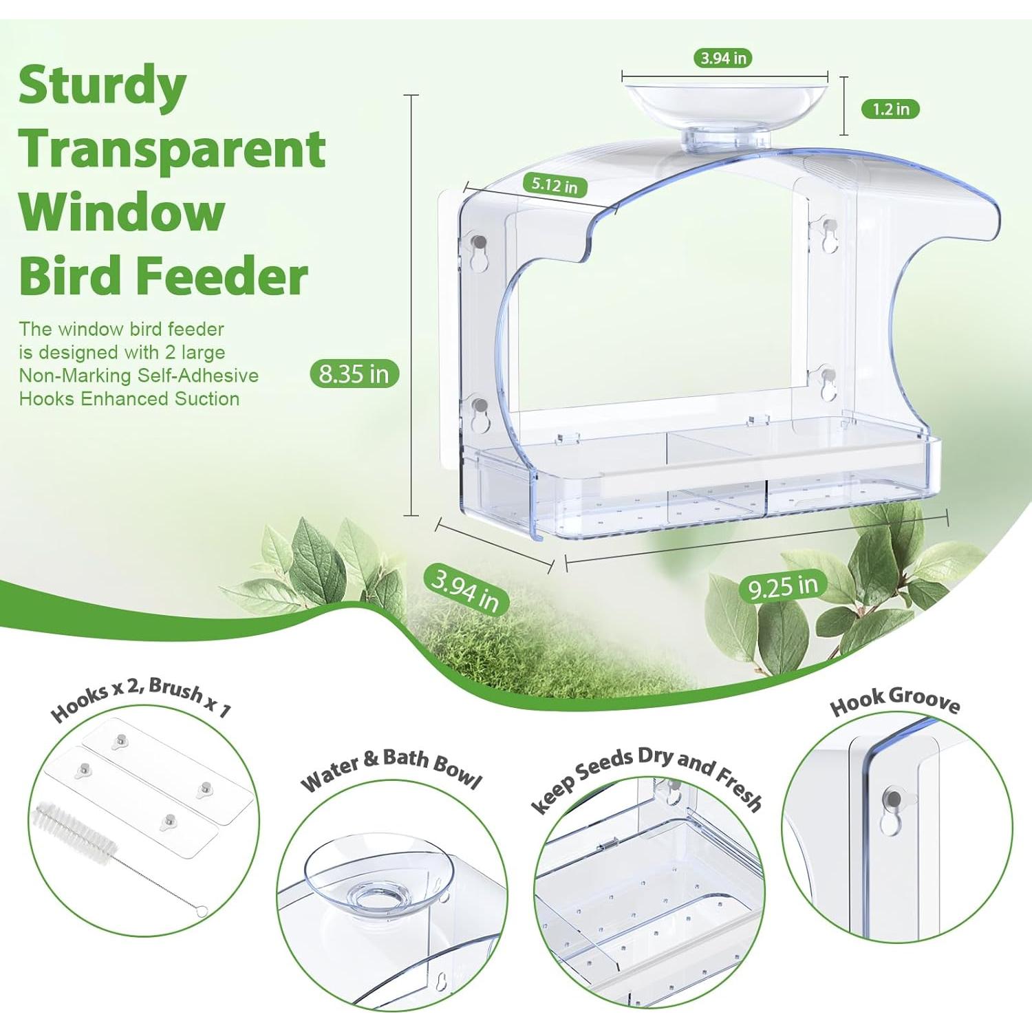 Comedero para Aves de Ventana Goodeco - Transparente, 0.70 kg