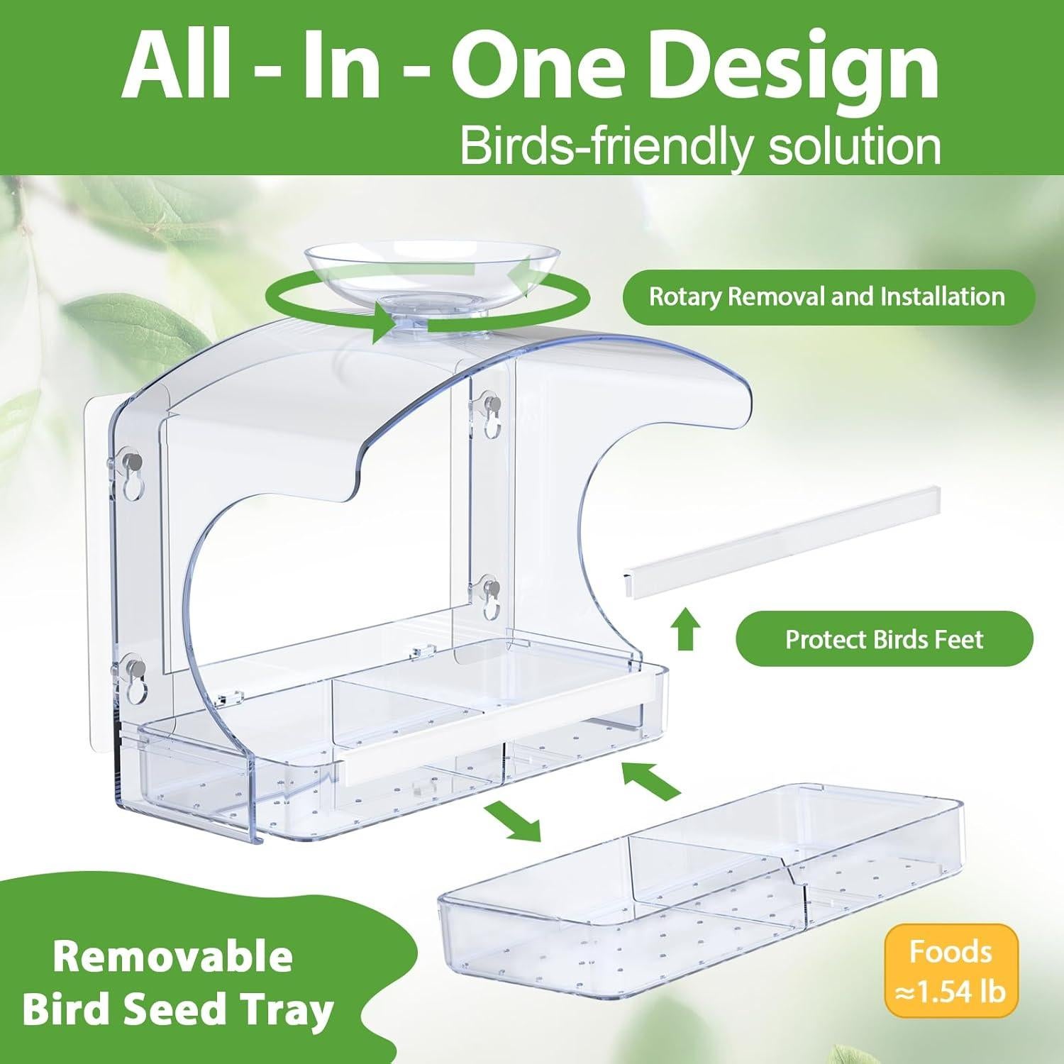 Comedero para Aves de Ventana Goodeco - Transparente, 0.70 kg