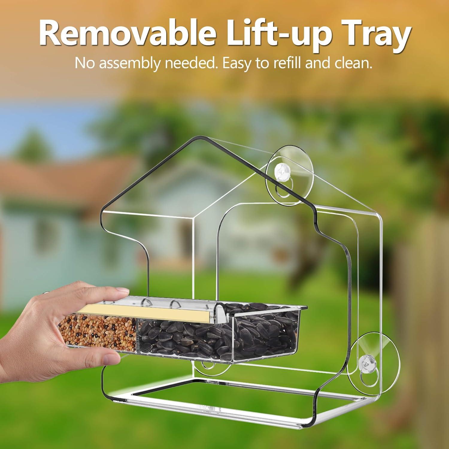 Comedero para Aves de Ventana LUJII Transparente 24.13x23.27cm