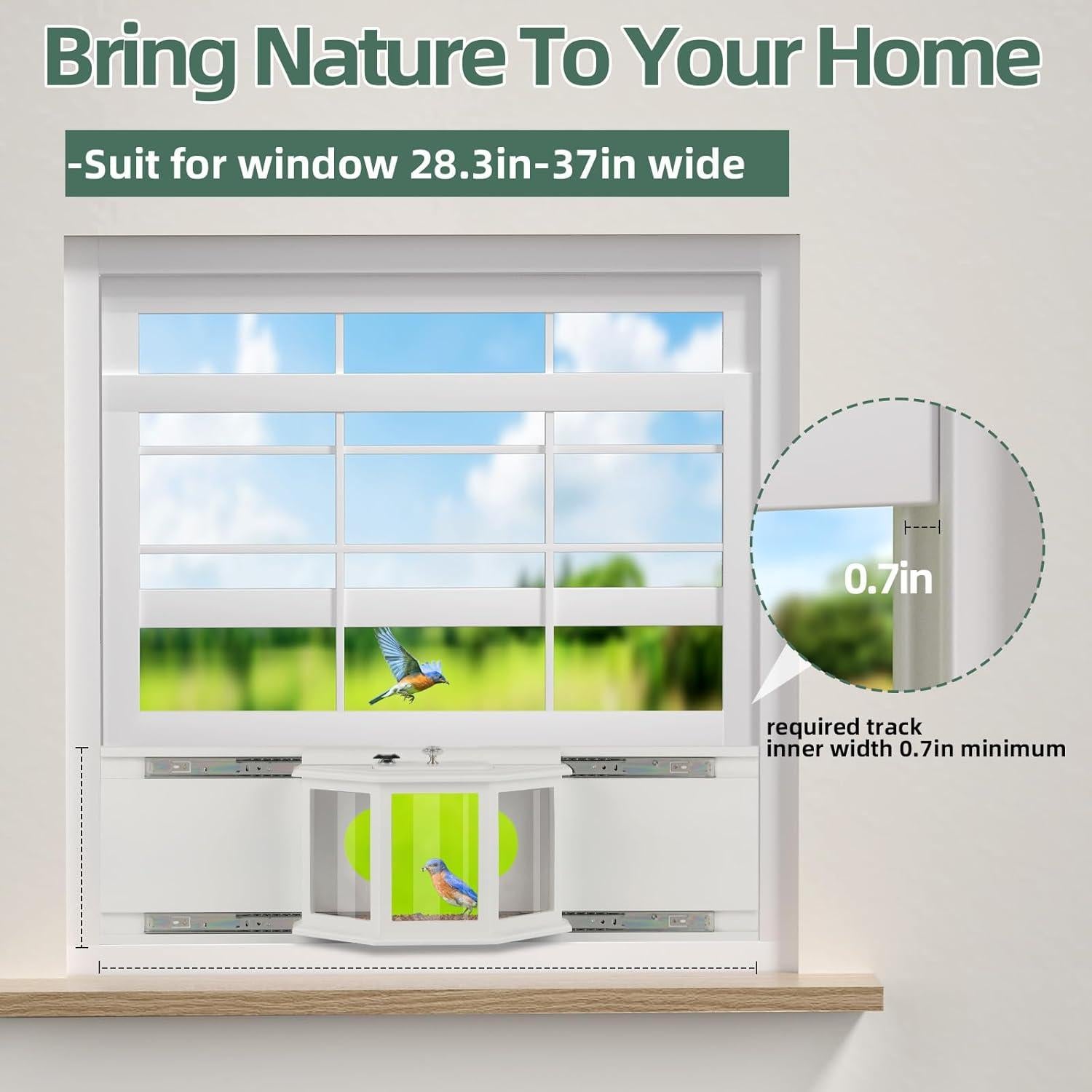 Comedero para Aves MIXXIDEA de Madera con Vista 180° Blanco