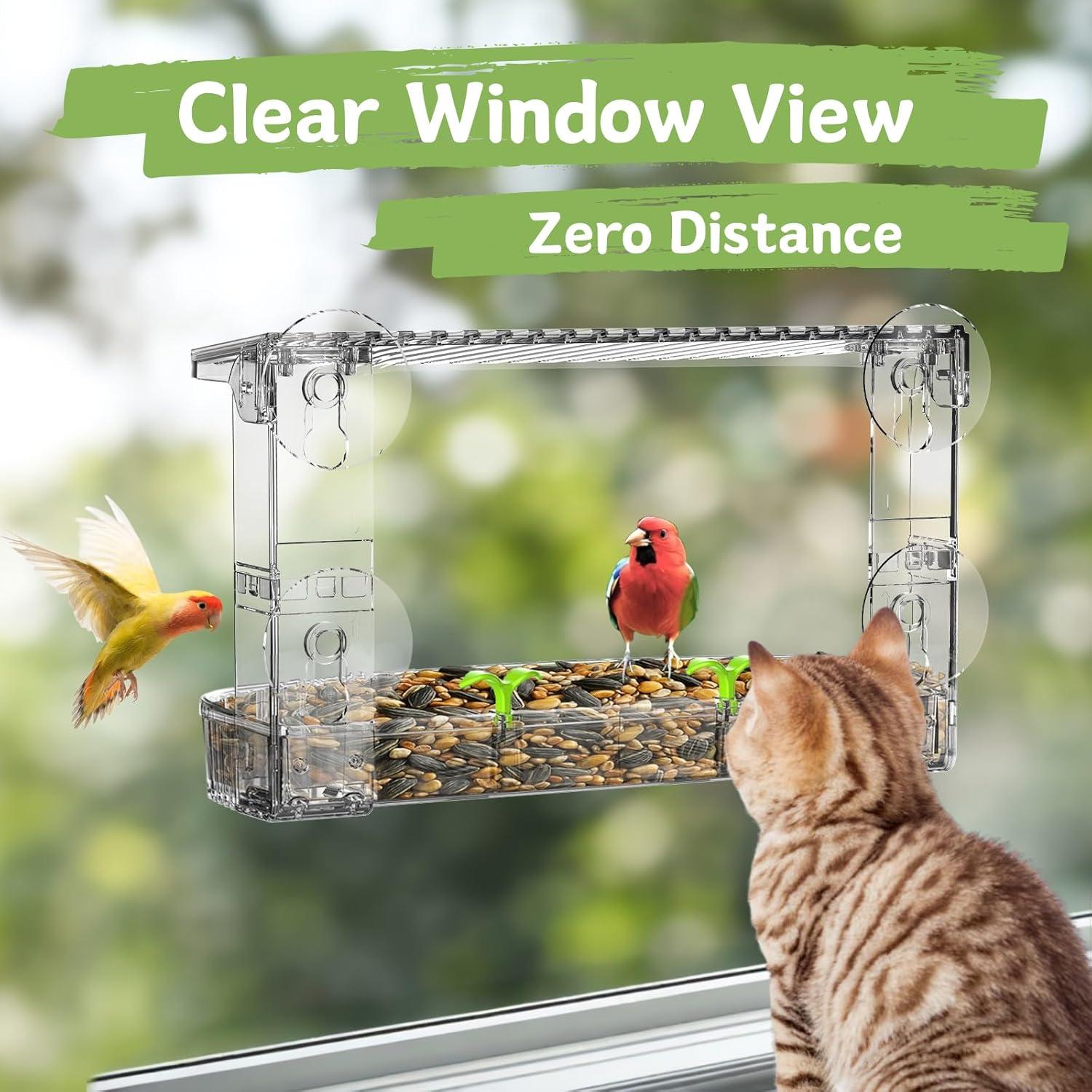 Comedero de Aves Kassiva Transparente para Ventana 26.4x11.2cm