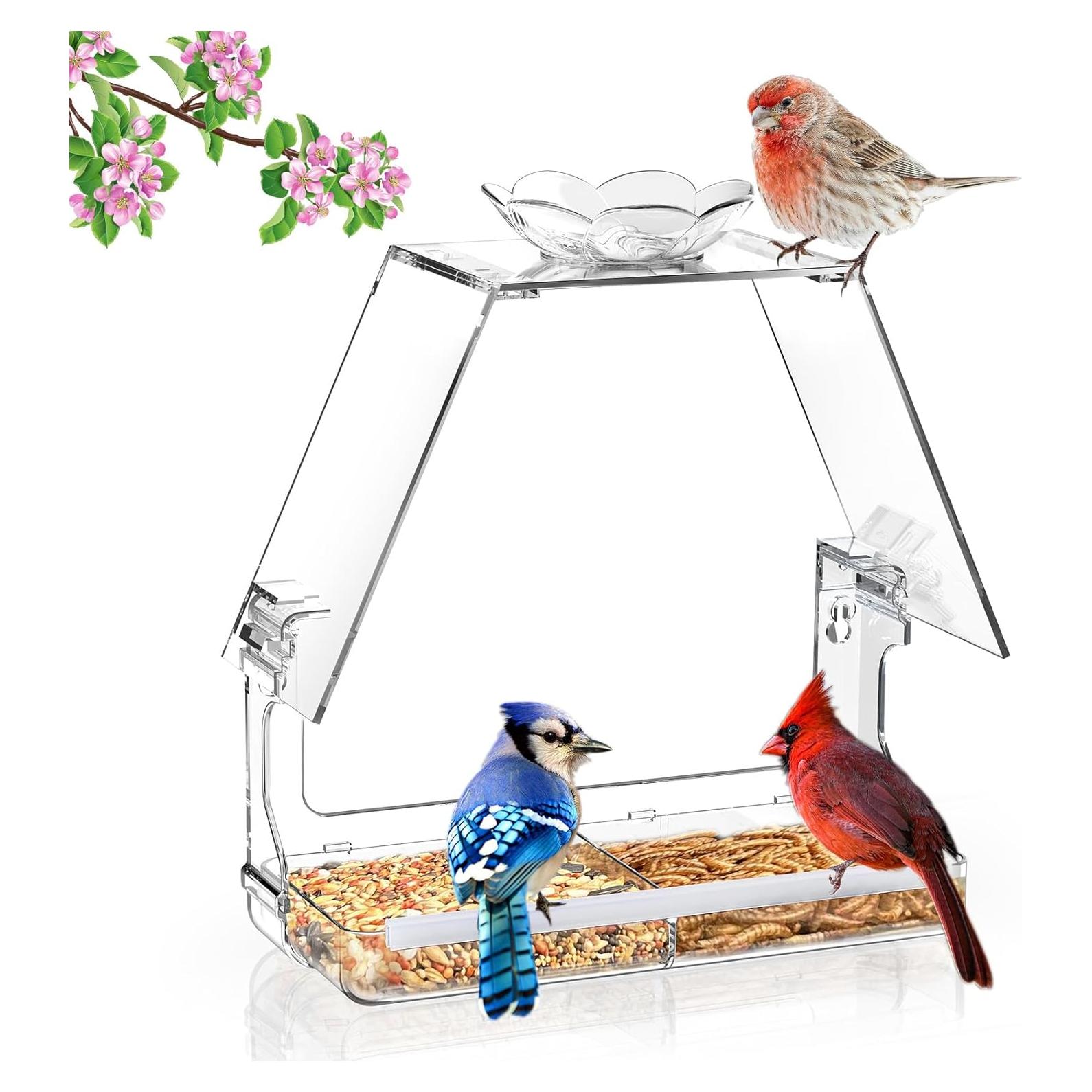 Comedero para Aves de Ventana WENMIXER 473ml Transparente