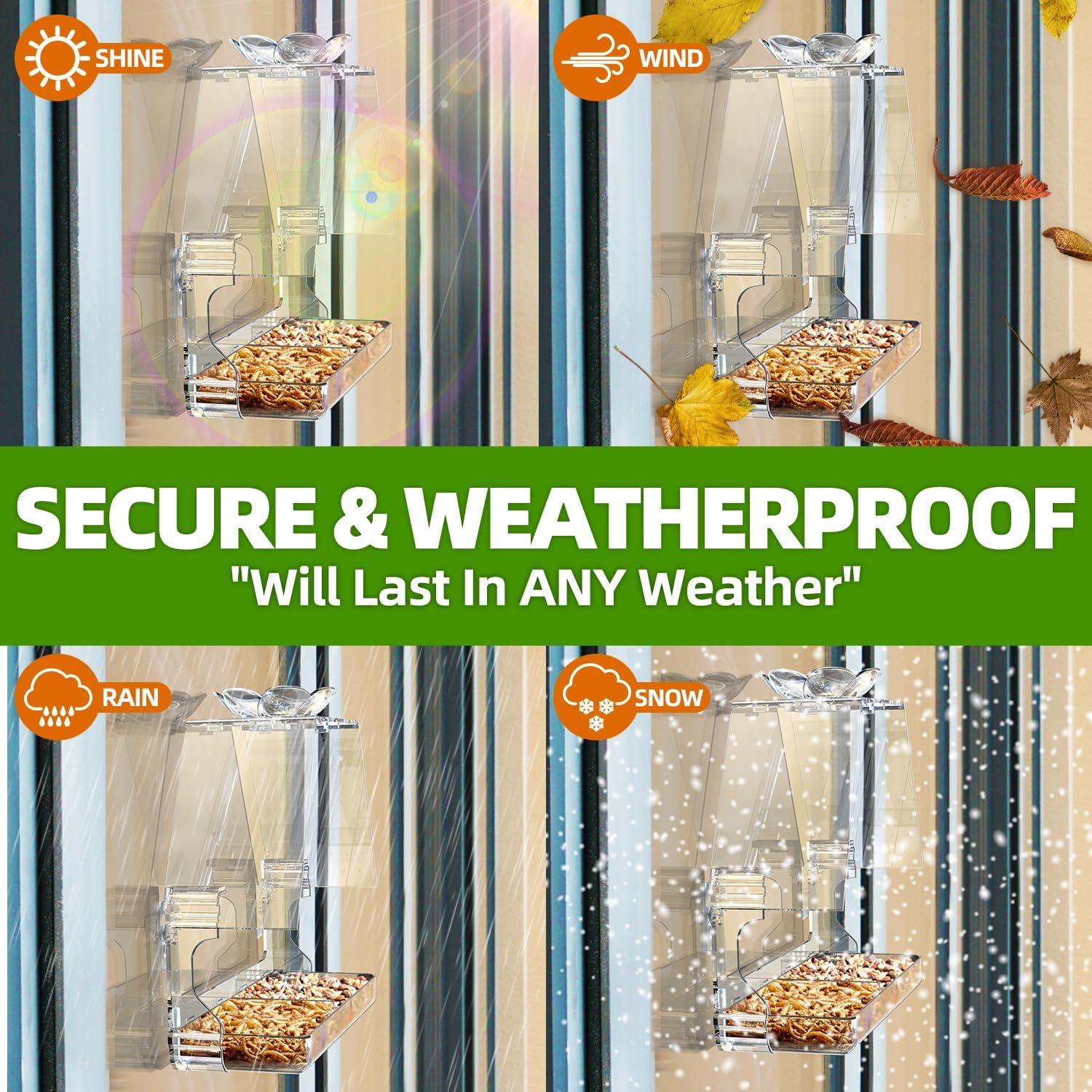 Comedero para Aves de Ventana WENMIXER 473ml Transparente