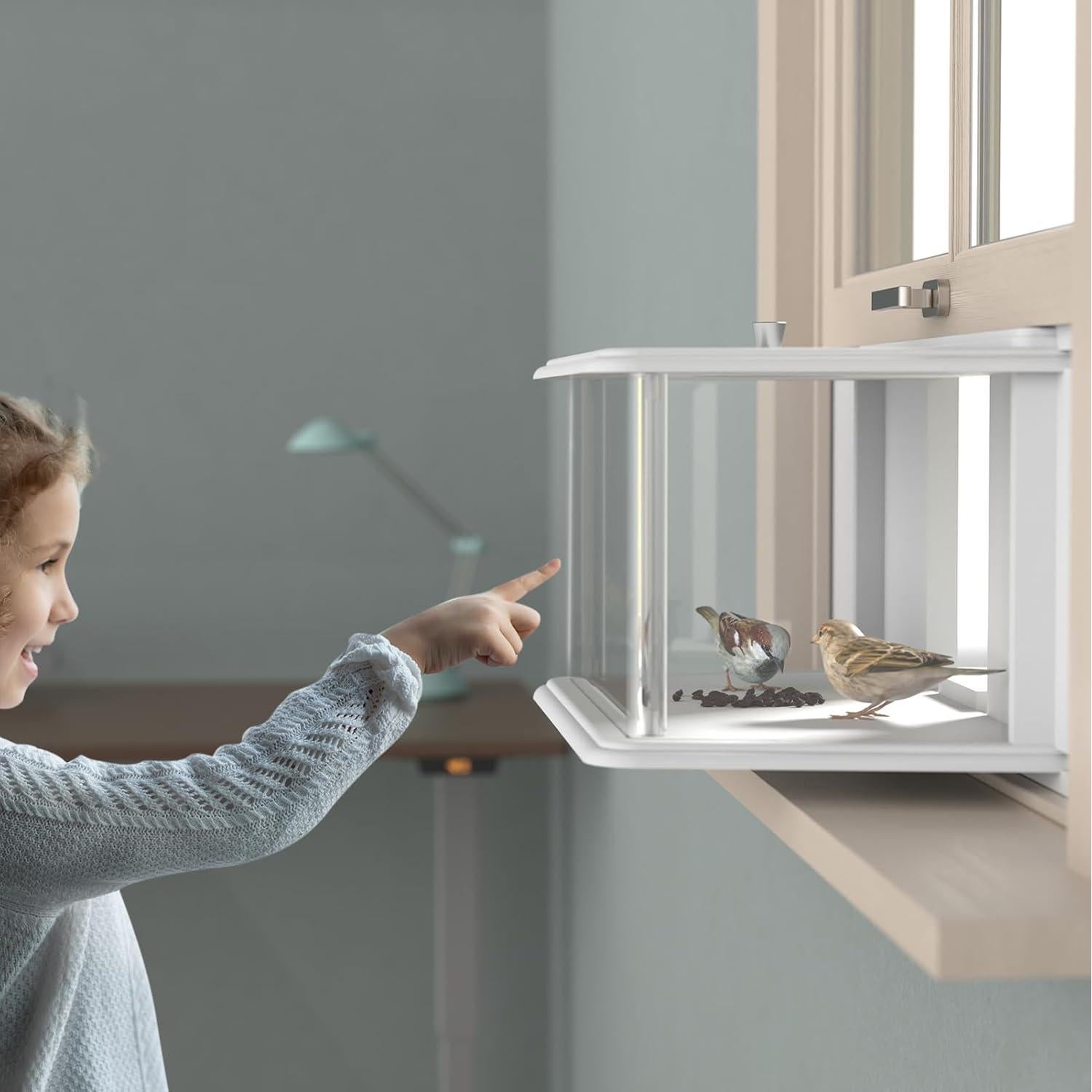 Comedero para Aves de Ventana NiHome 68.58-91.44 cm Blanco