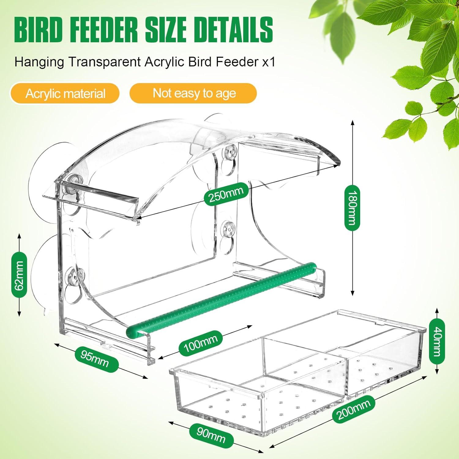 Comedero para Aves de Ventana OCR Transparente con Ventosas
