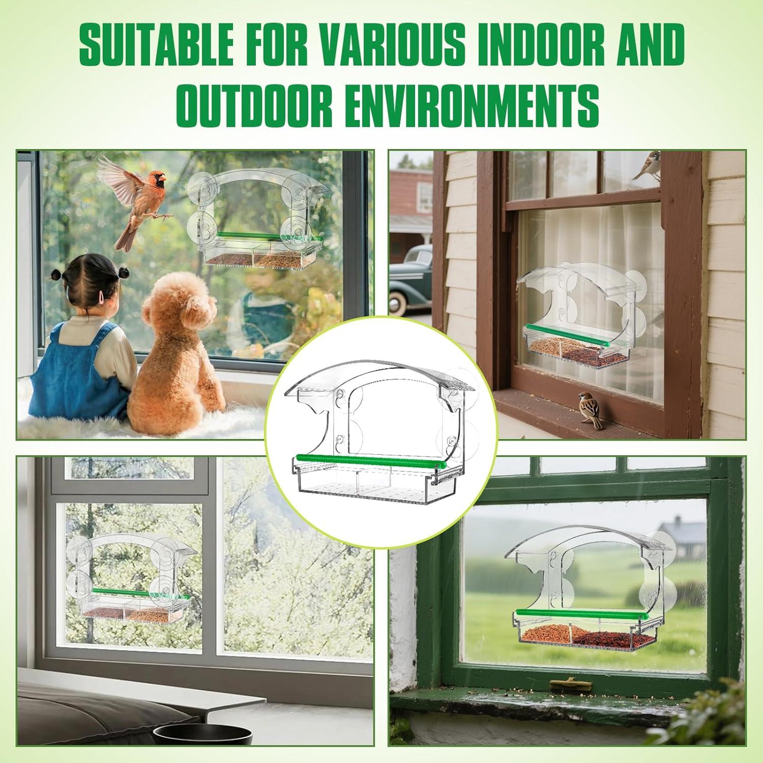 Comedero para Aves de Ventana OCR Transparente con Ventosas