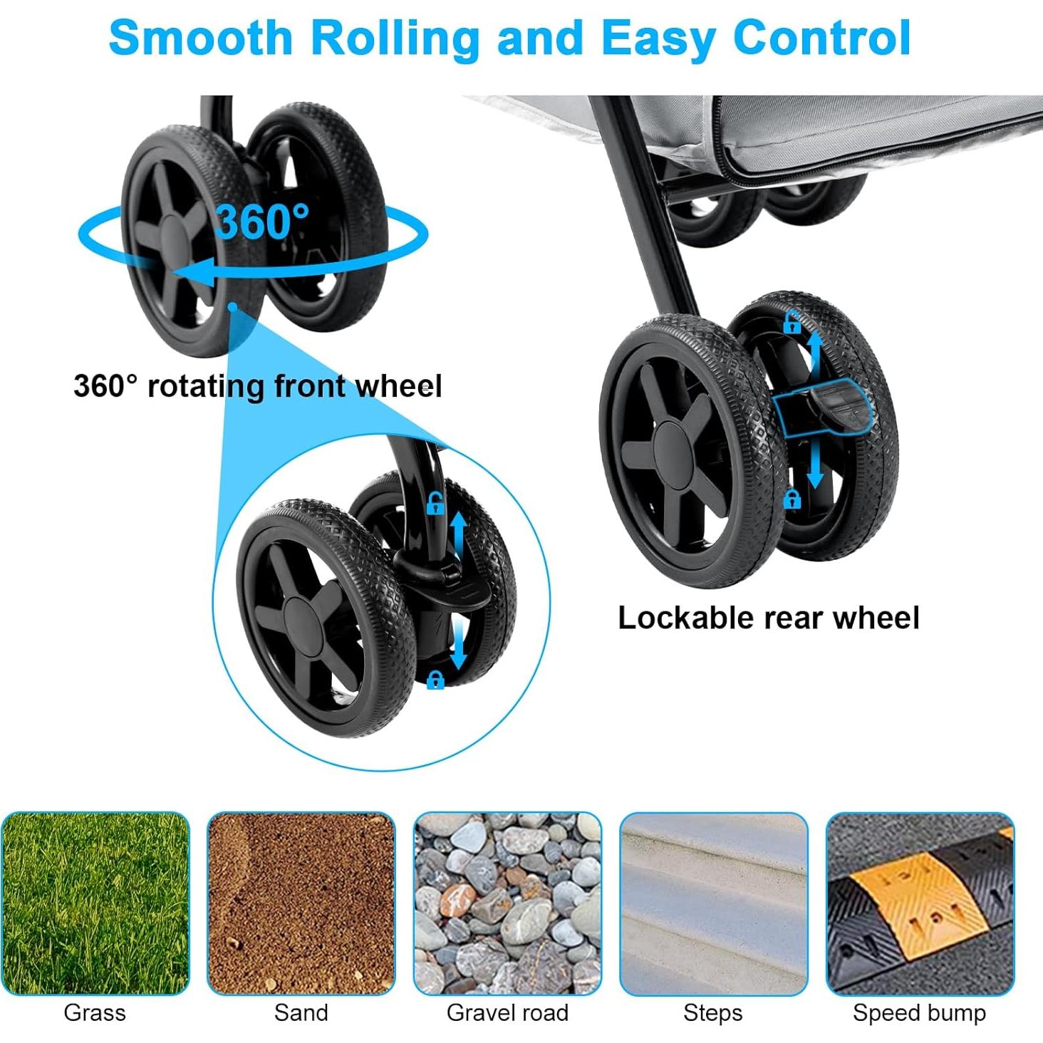 Carrito Doble para Mascotas LPOTIUS Gris Plegable 20 kg