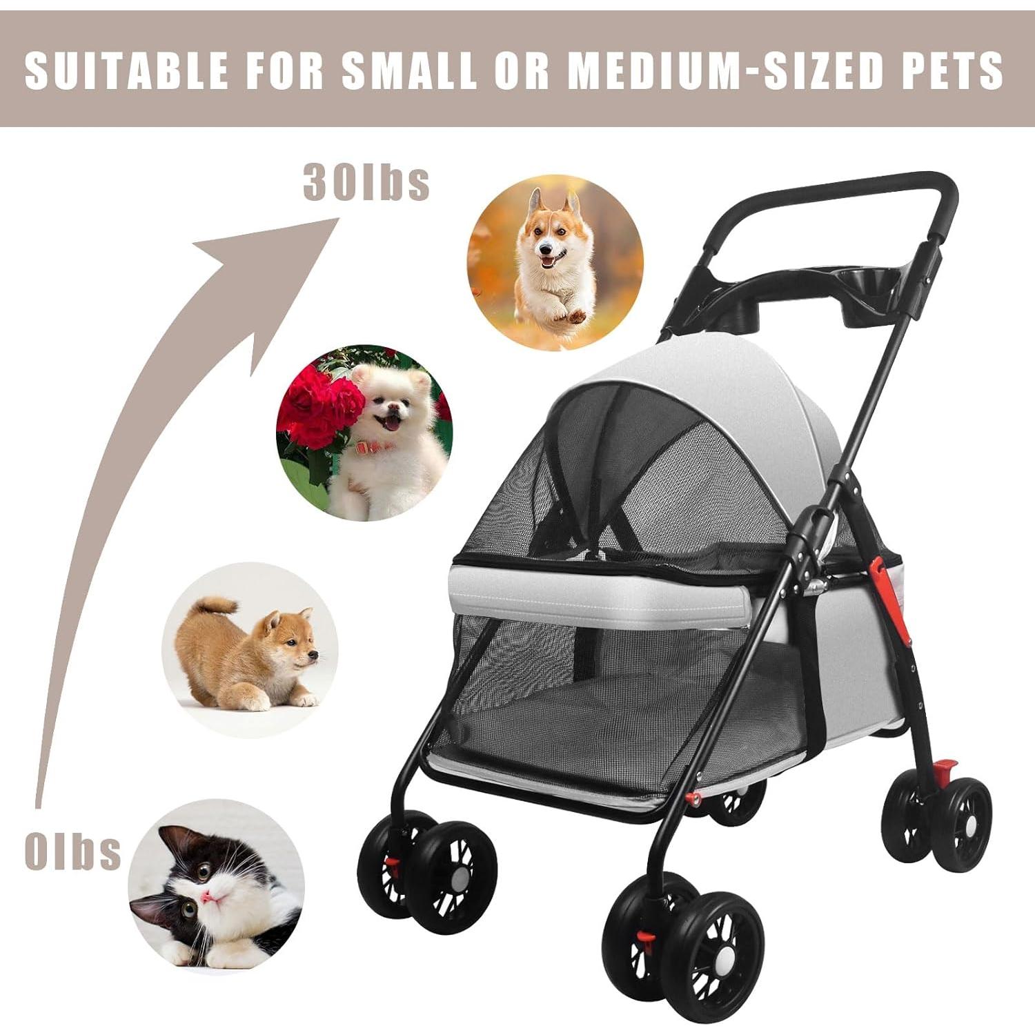 Carrito Plegable para Perros y Gatos OMDOCA Gris 66x48cm