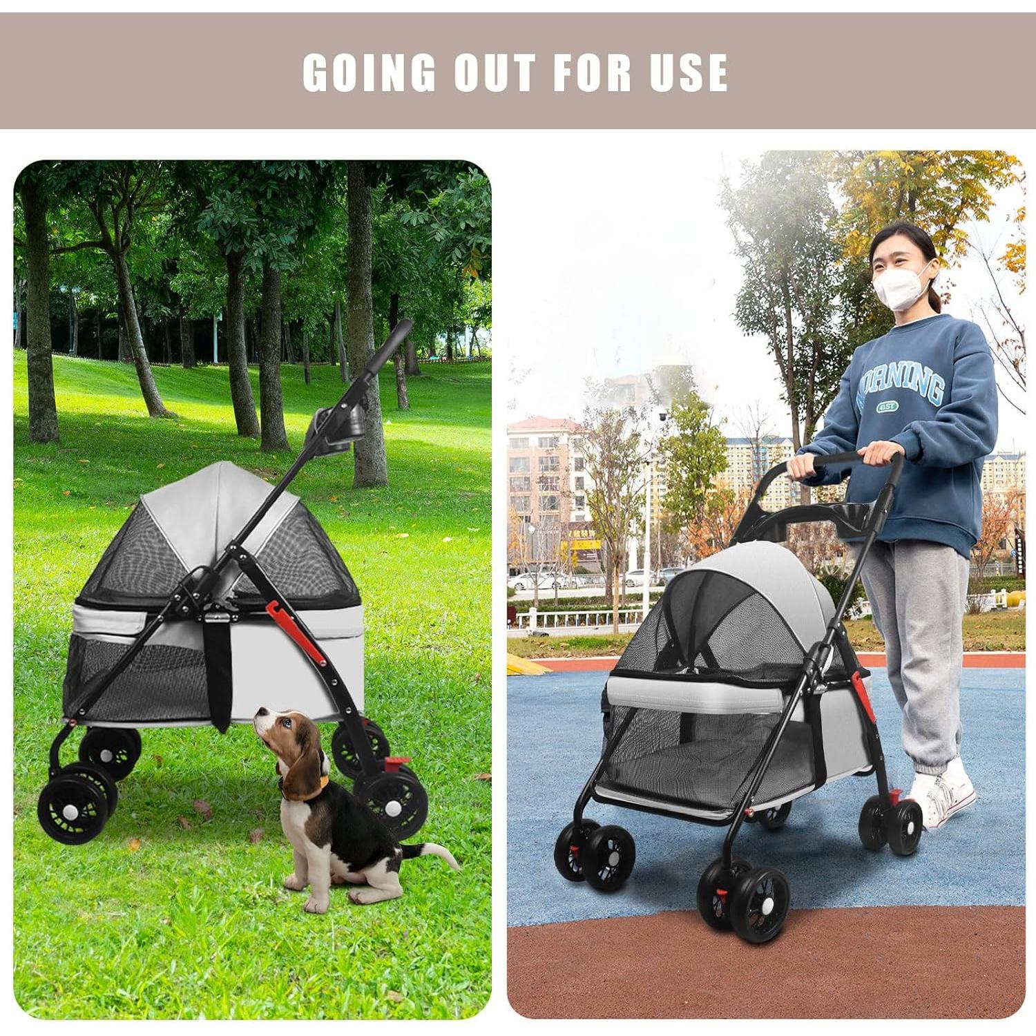 Carrito Plegable para Perros y Gatos OMDOCA Gris 66x48cm