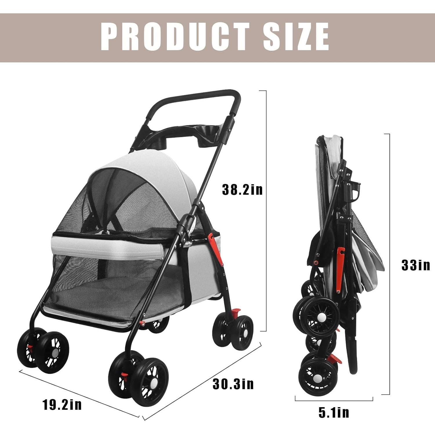 Carrito Plegable para Perros y Gatos OMDOCA Gris 66x48cm