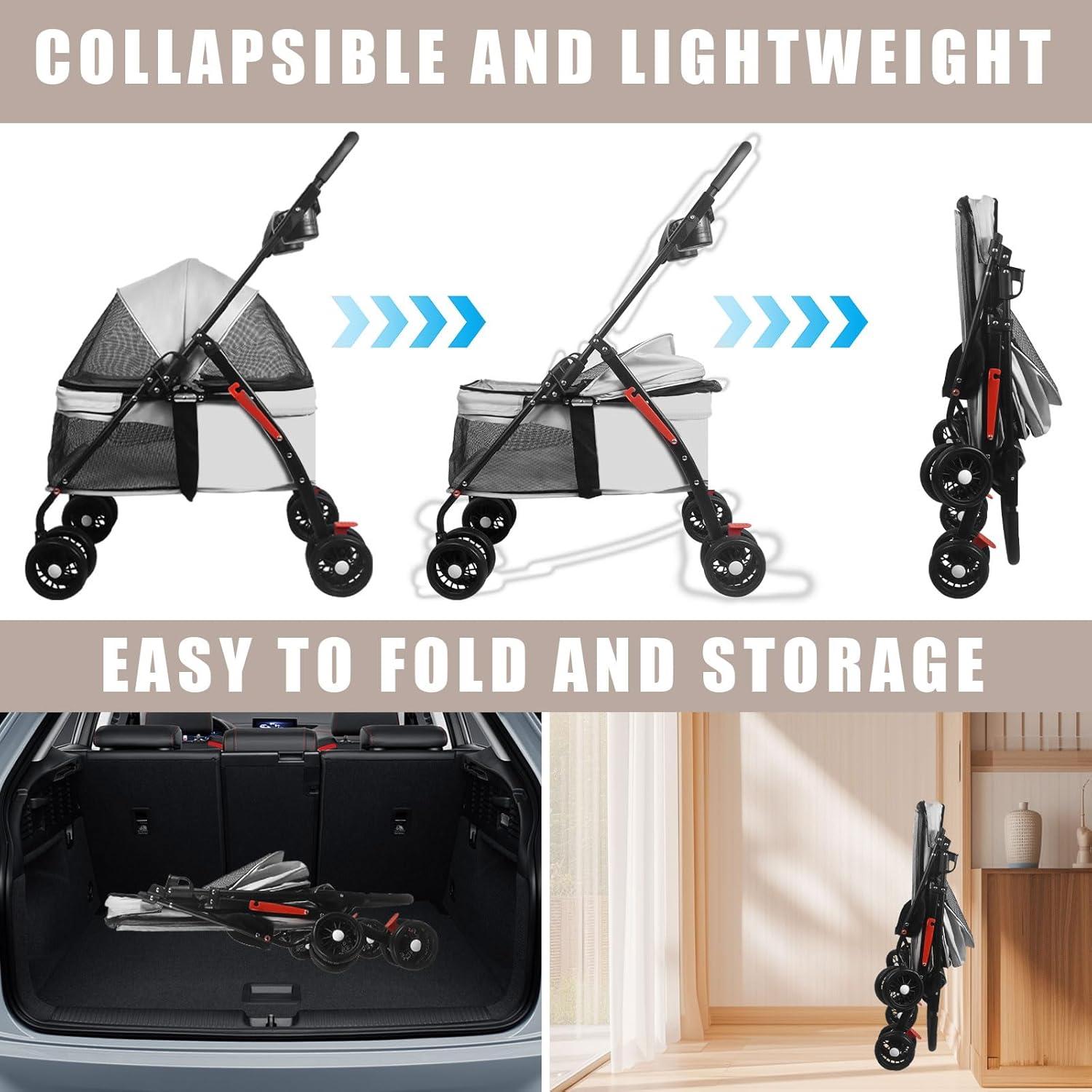 Carrito Plegable para Perros y Gatos OMDOCA Gris 66x48cm