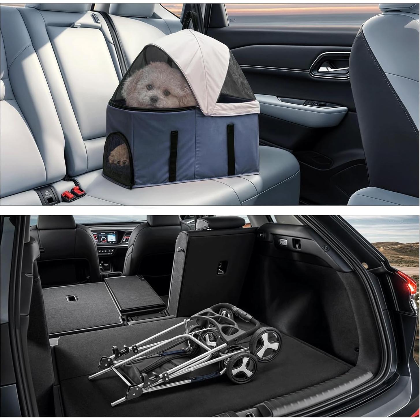 Carrito Plegable para Mascotas MoNiBloom 3 en 1 Azul Marino