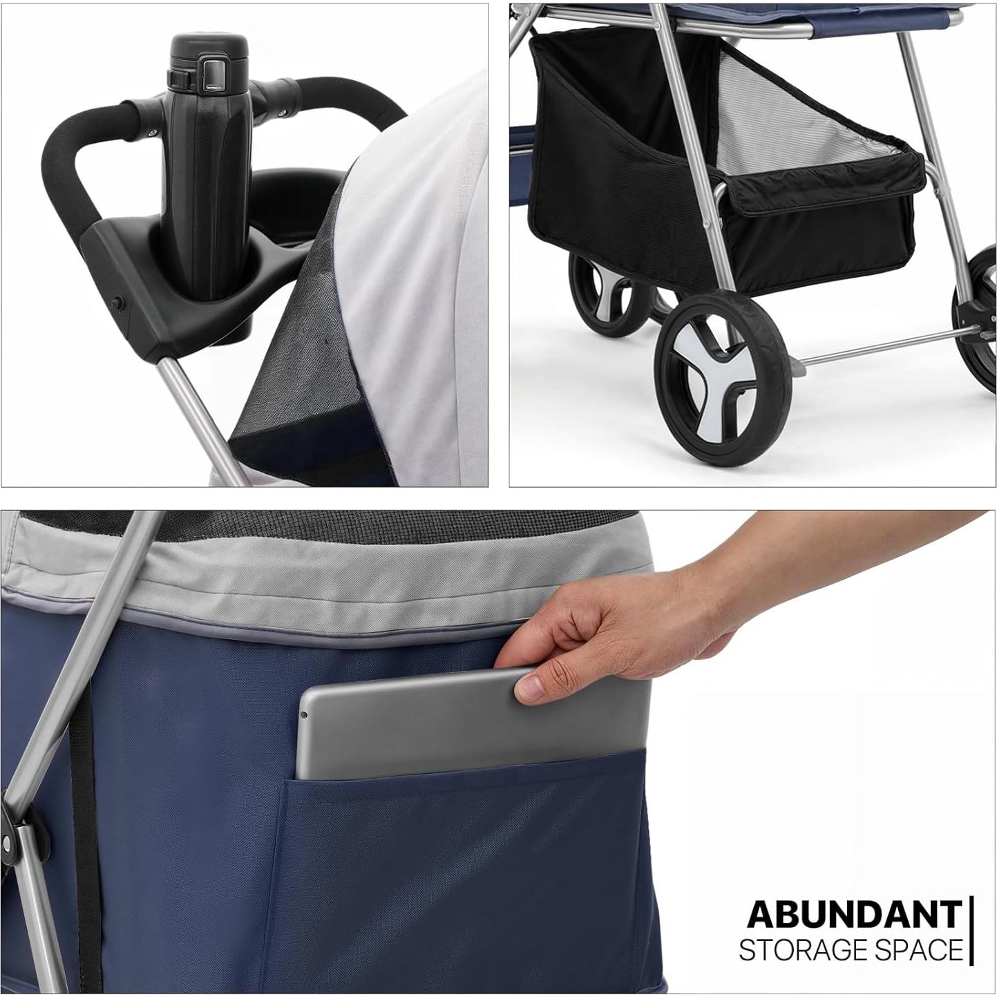 Carrito Plegable para Mascotas MoNiBloom 3 en 1 Azul Marino