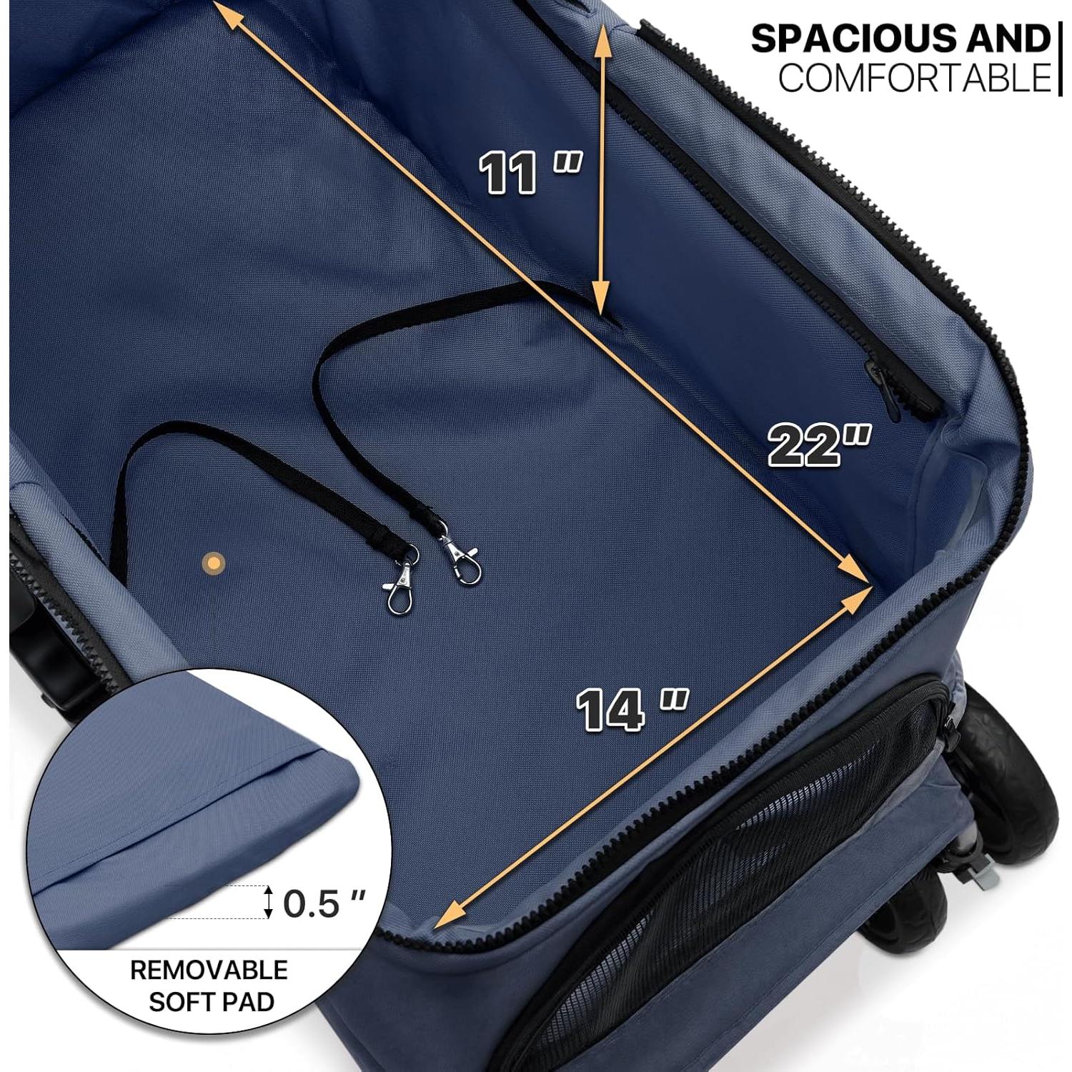 Carrito Plegable para Mascotas MoNiBloom 3 en 1 Azul Marino