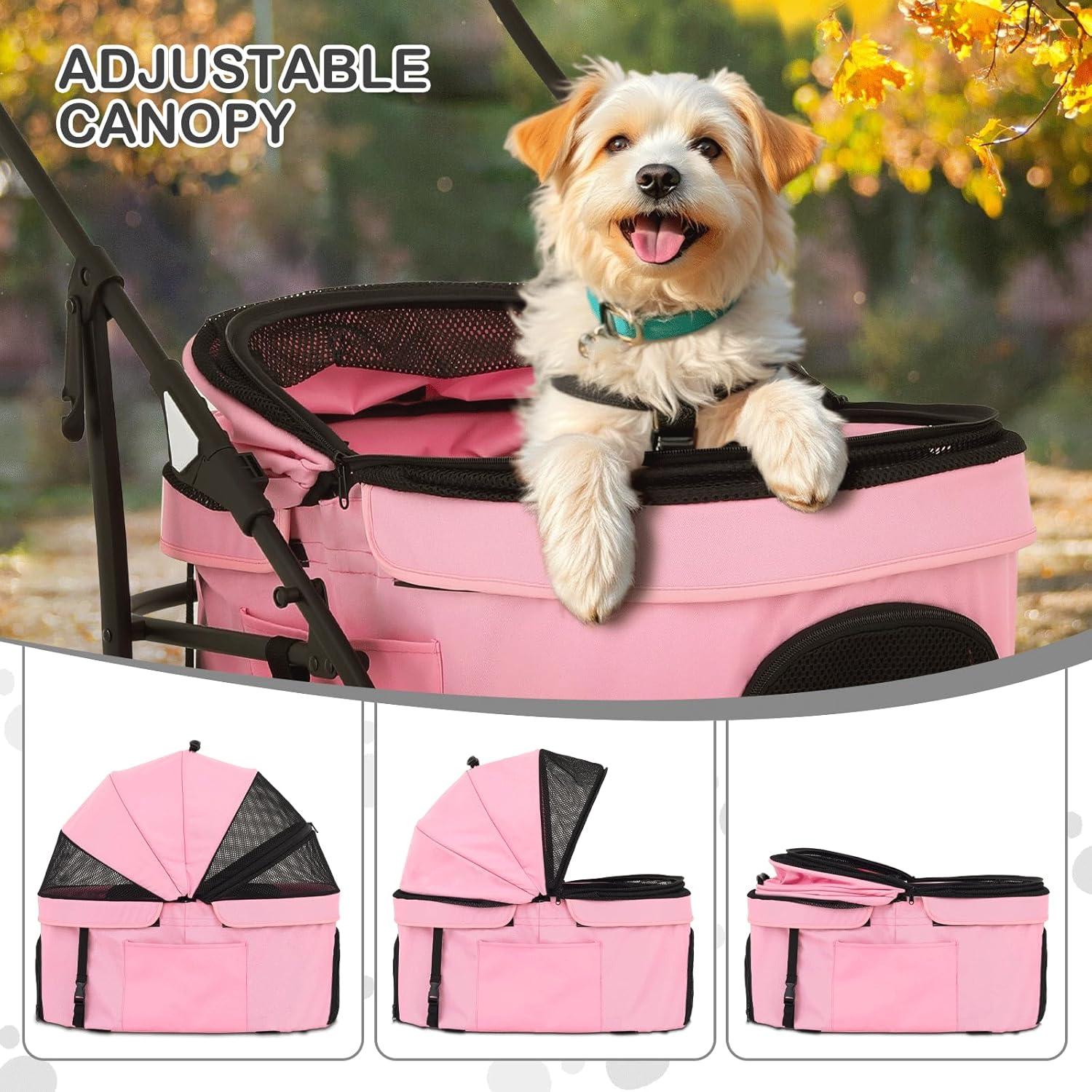 Carrito de Mascotas MoNiBloom Plegable 20.41kg Rosa
