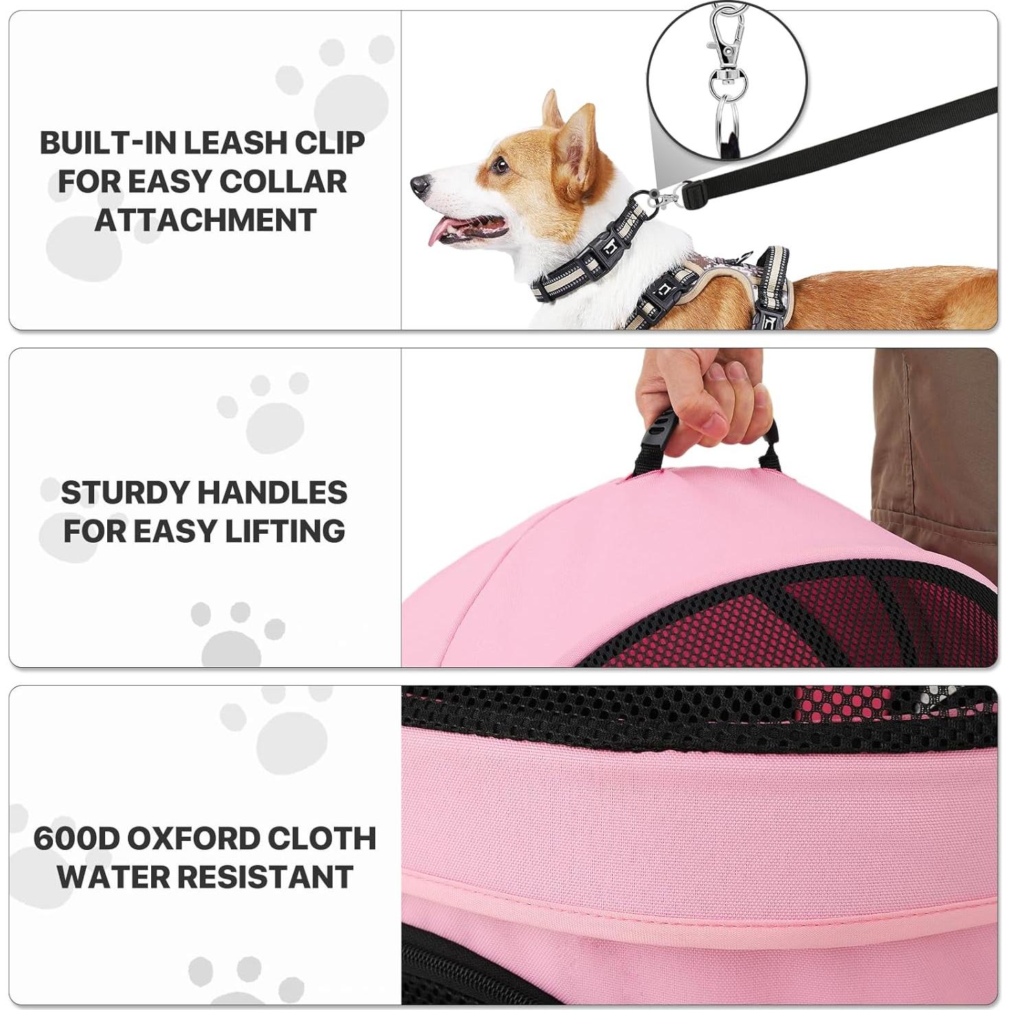 Carrito de Mascotas MoNiBloom Plegable 20.41kg Rosa