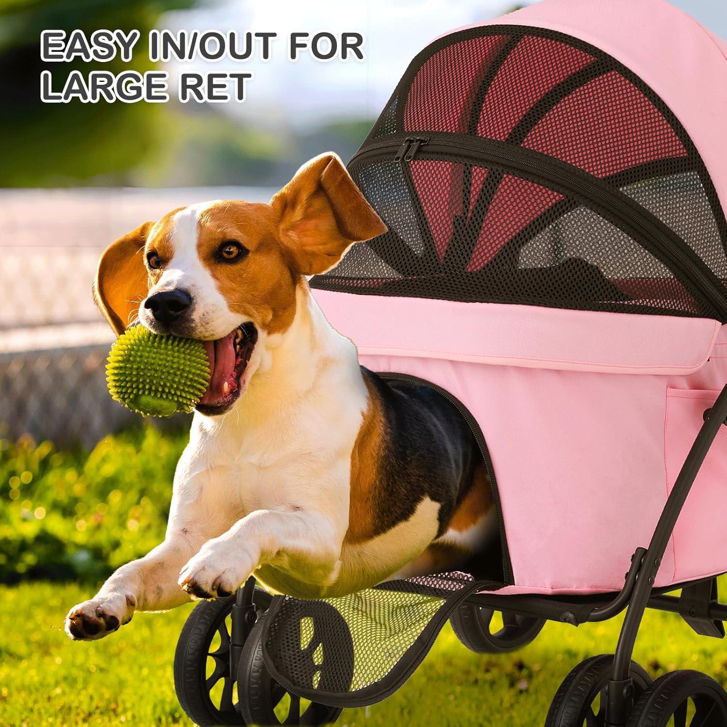 Carrito de Mascotas MoNiBloom Plegable 20.41kg Rosa
