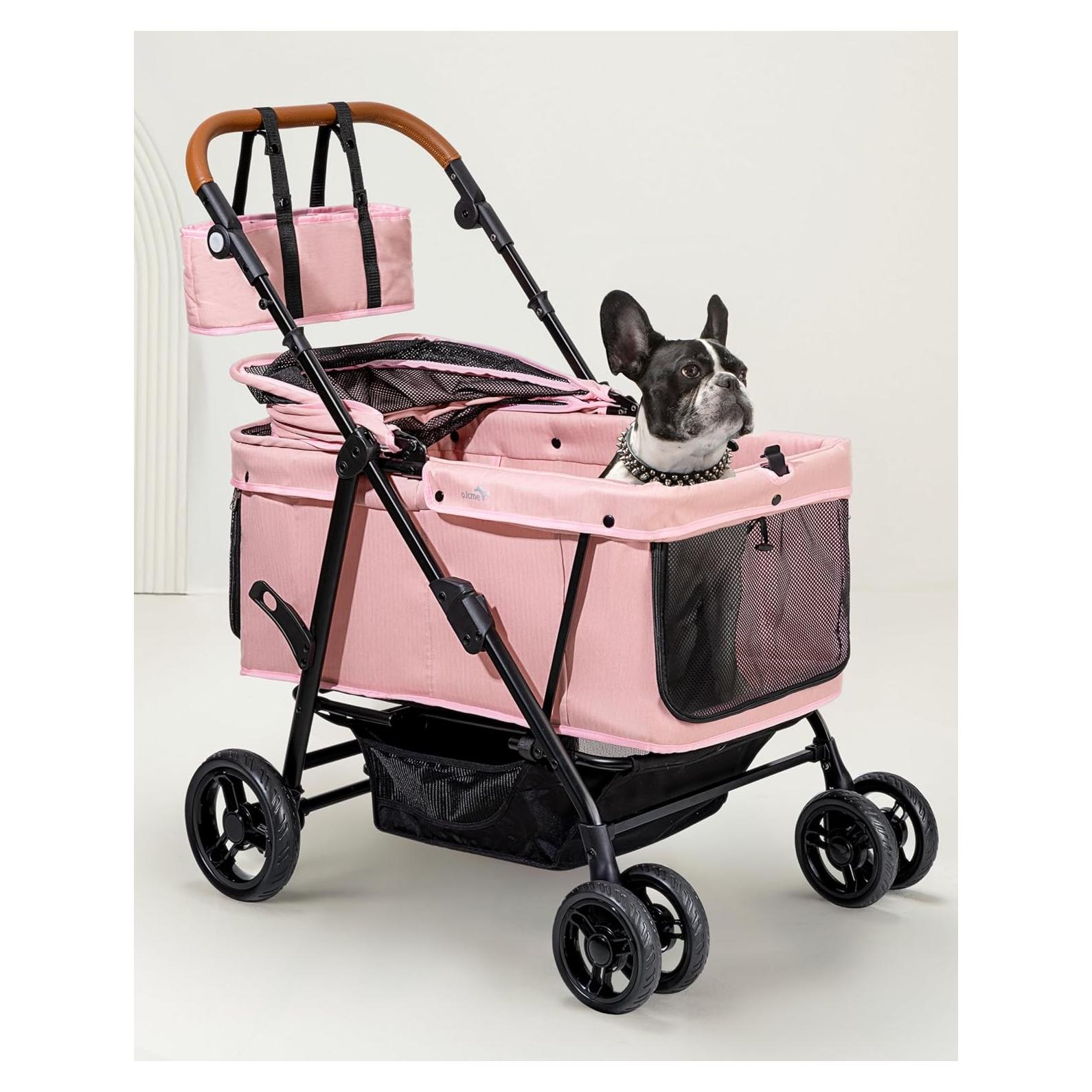 Carrito para Perros Grandes OJCME Rosa Plegable 60 kg
