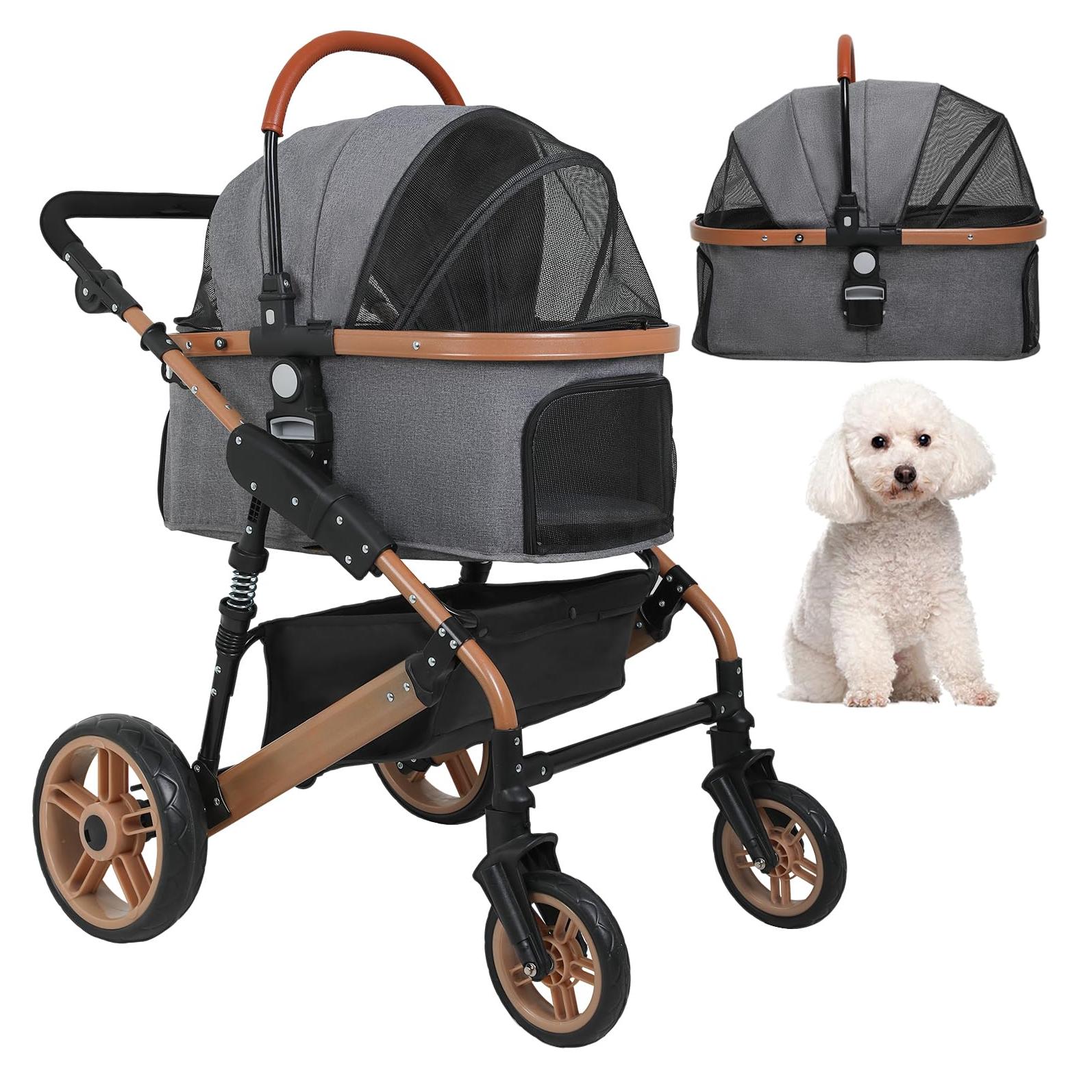 Carrito para Mascotas BestPet 3-en-1 Plegable 30kg Gris