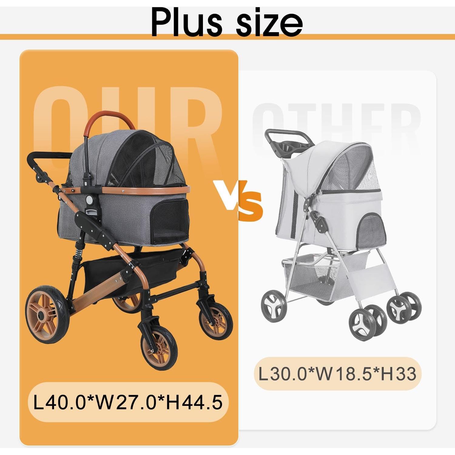 Carrito para Mascotas BestPet 3-en-1 Plegable 30kg Gris