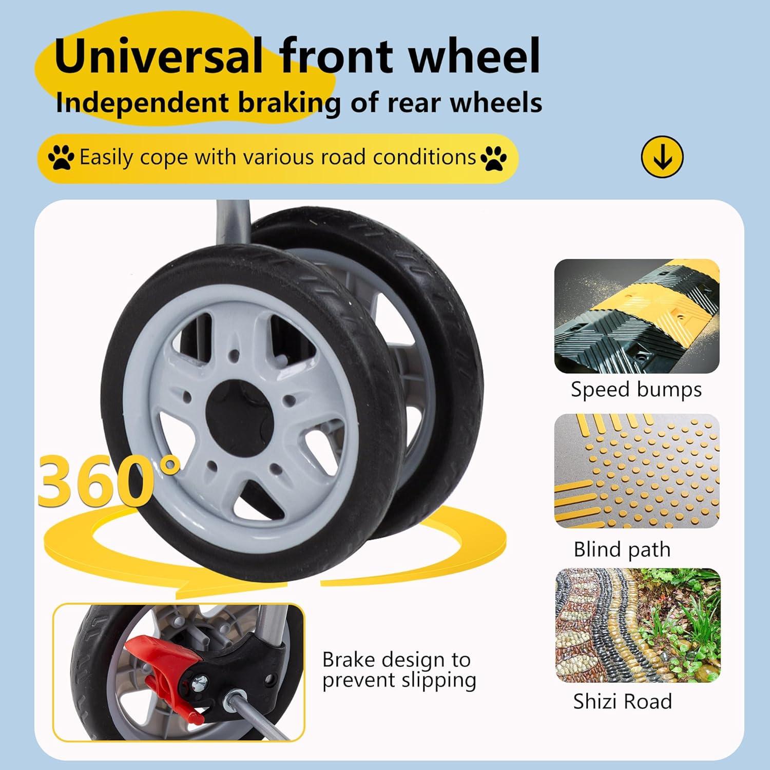 Carrito de Mascotas FDW Púrpura 4 Ruedas Plegable 15kg