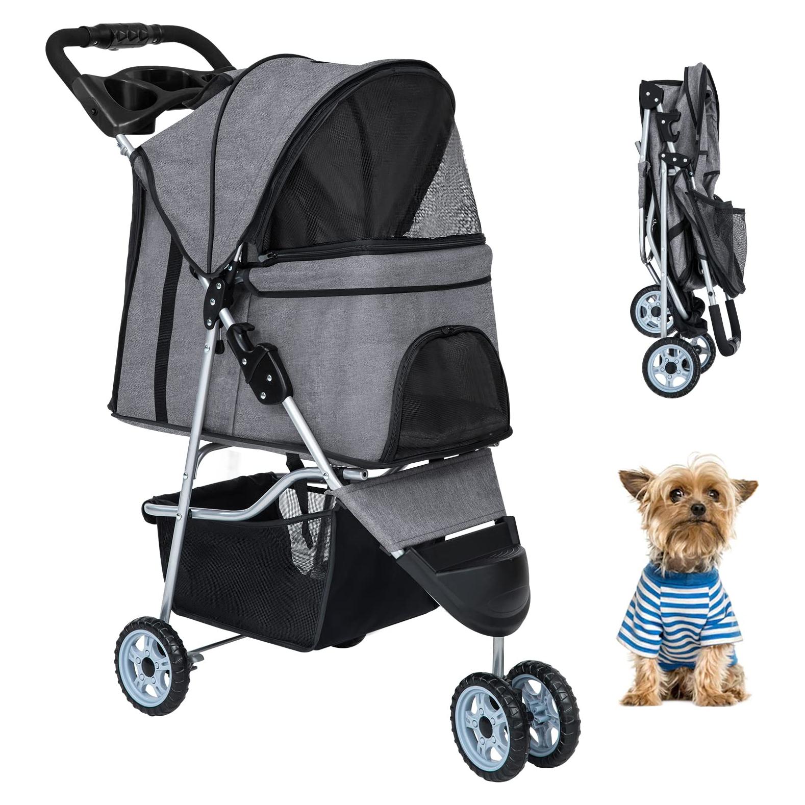 Carrito de Paseo Plegable BestPet para Perros y Gatos 15 kg
