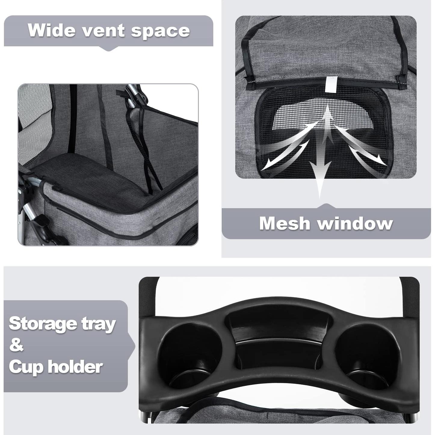 Carrito de Paseo Plegable BestPet para Perros y Gatos 15 kg